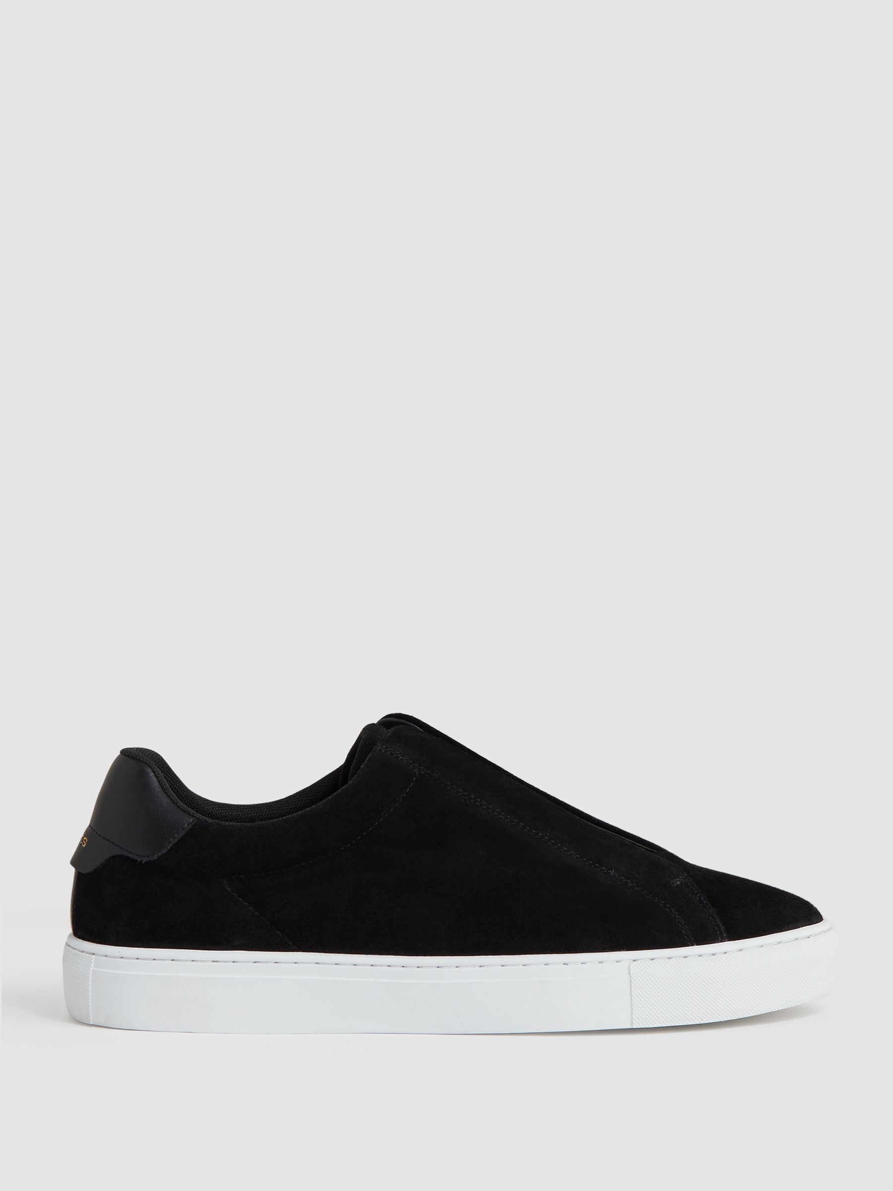 Suede Slip-On Elasticated Trainers in Black