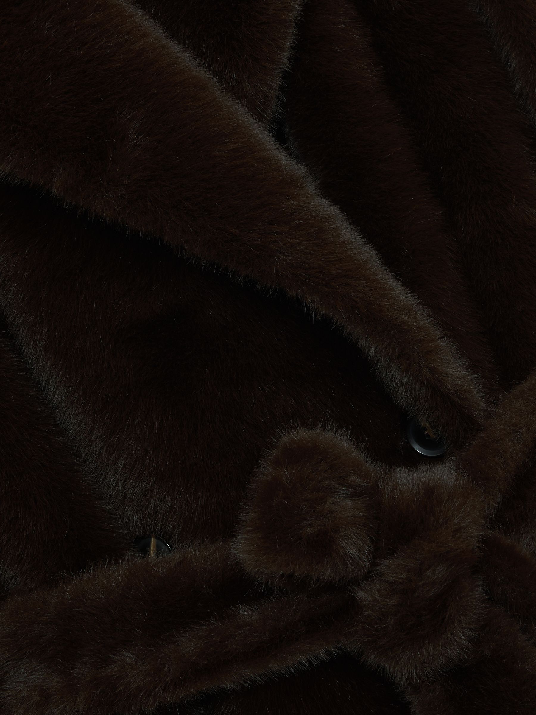Faux-Fur Long Belted Coat in Chocolate Brown