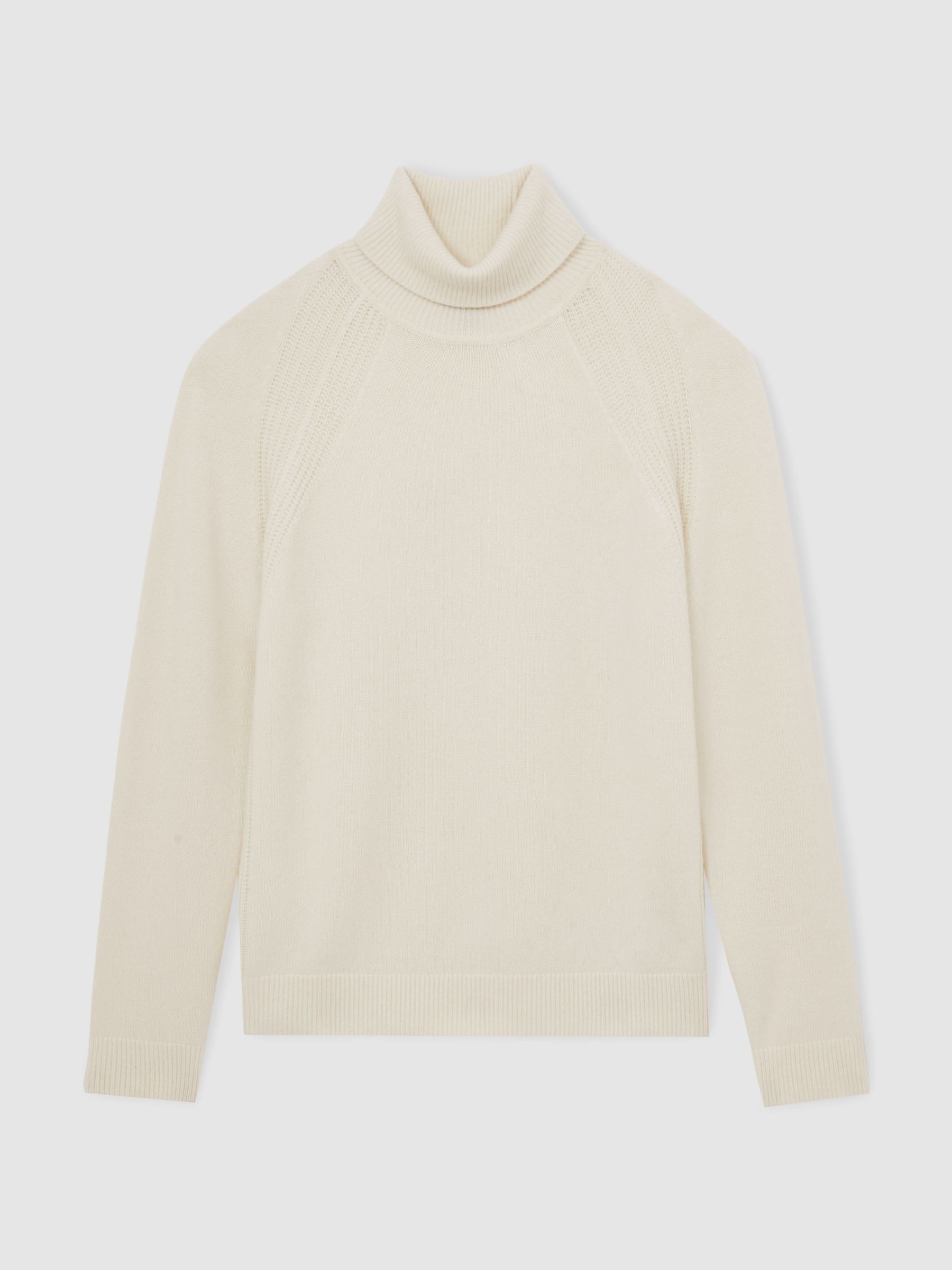 Wool-Cashmere Roll-Neck Jumper in Off White