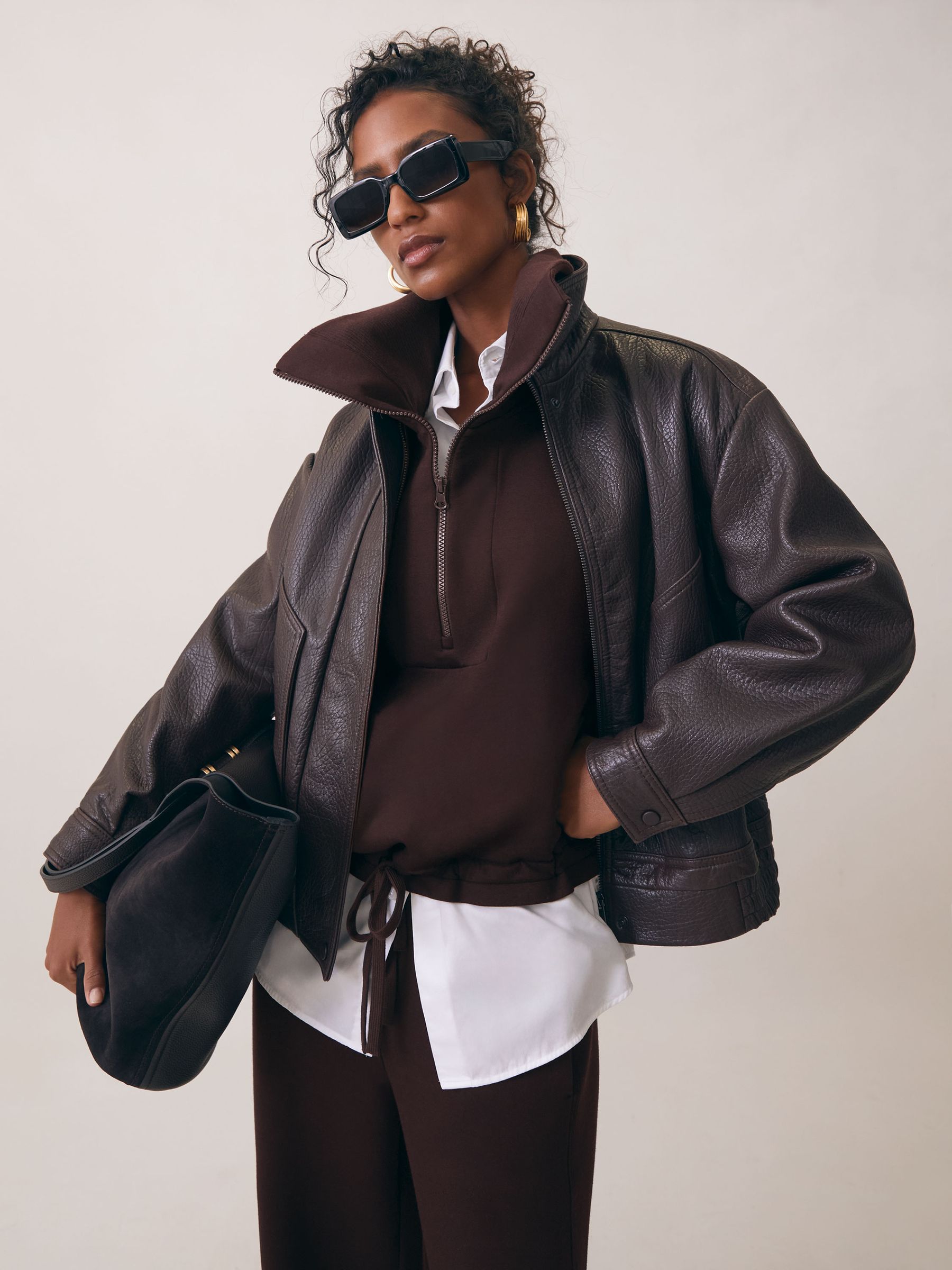 Interlock Half-Zip Drawcord Sweatshirt in Plum