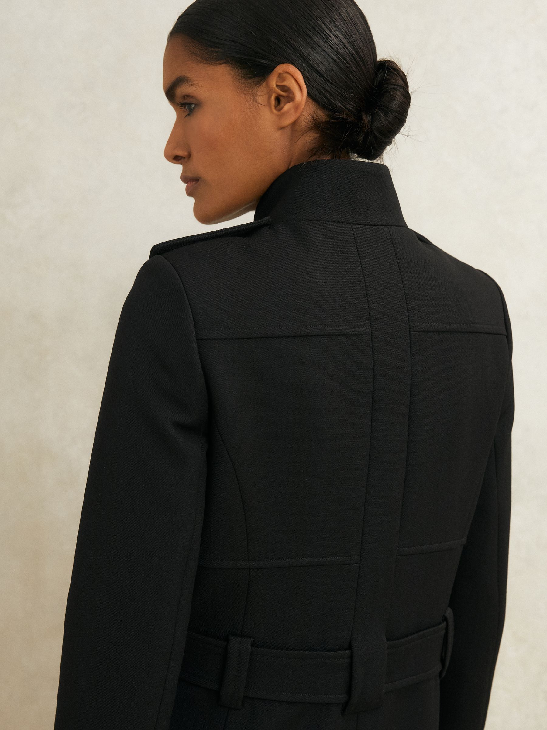 Atelier Wool Belted Long Coat in Black