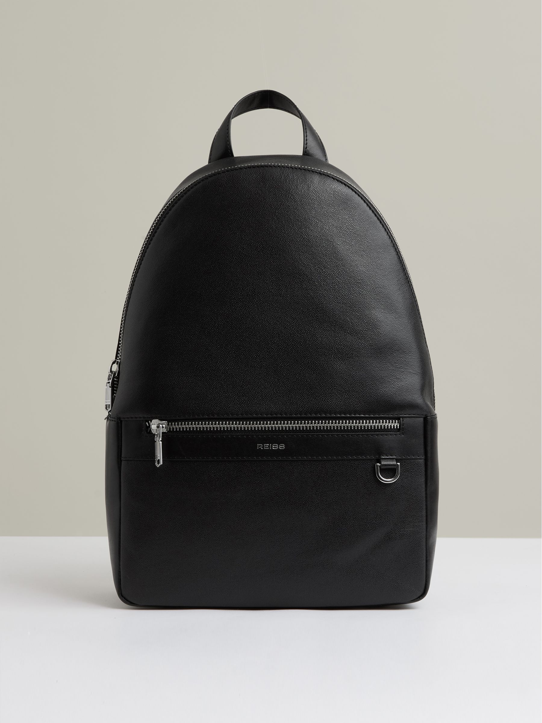 Micro-Grain Leather Backpack in Black
