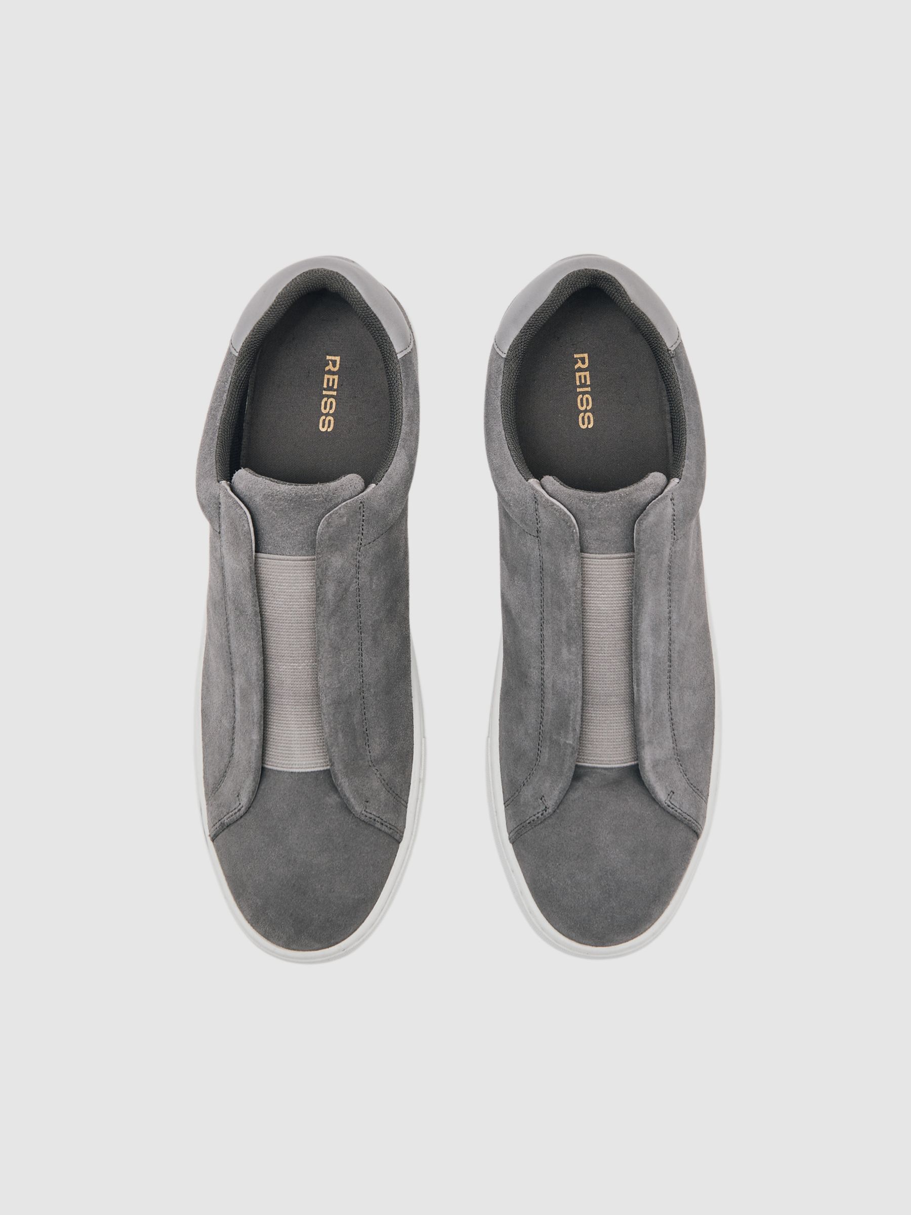 Suede Slip-On Elasticated Trainers in Grey
