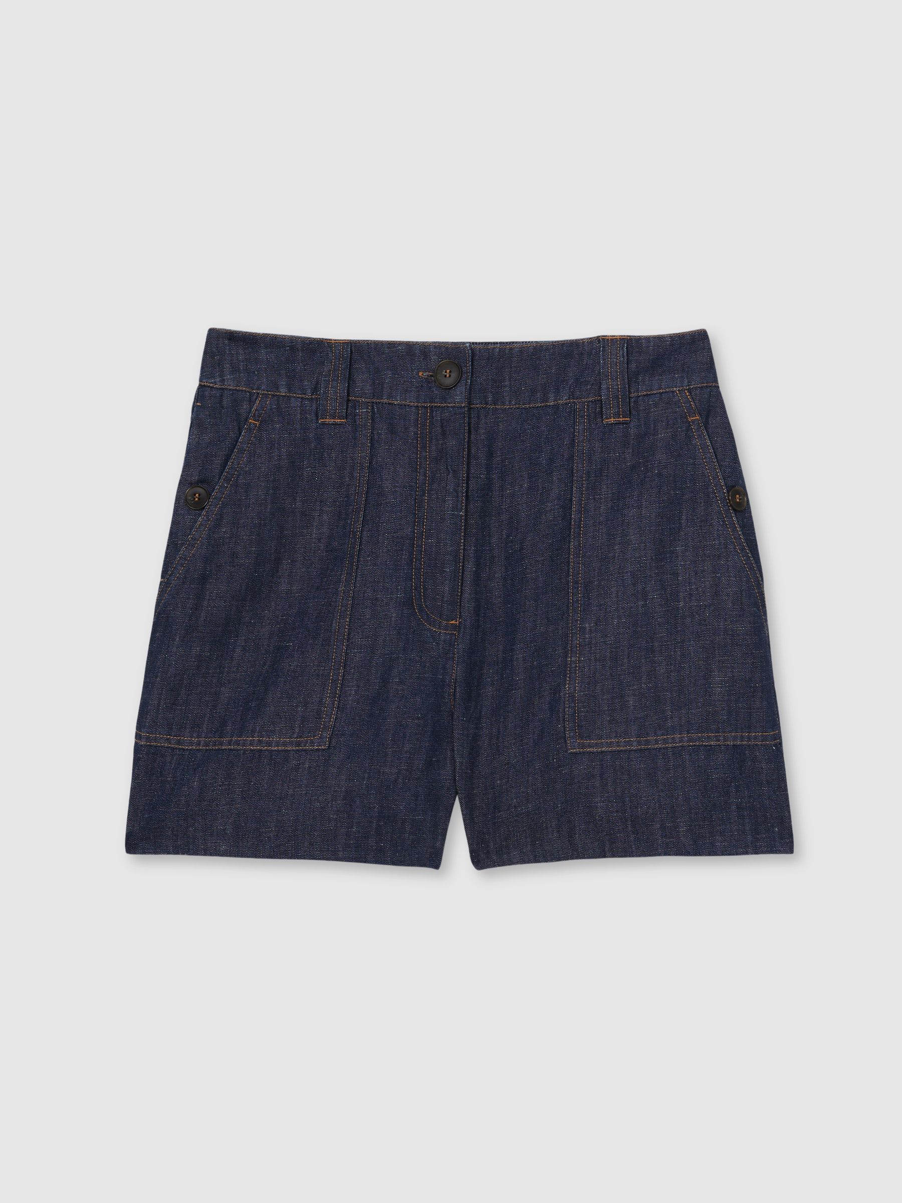 Linen Shorts in Indigo