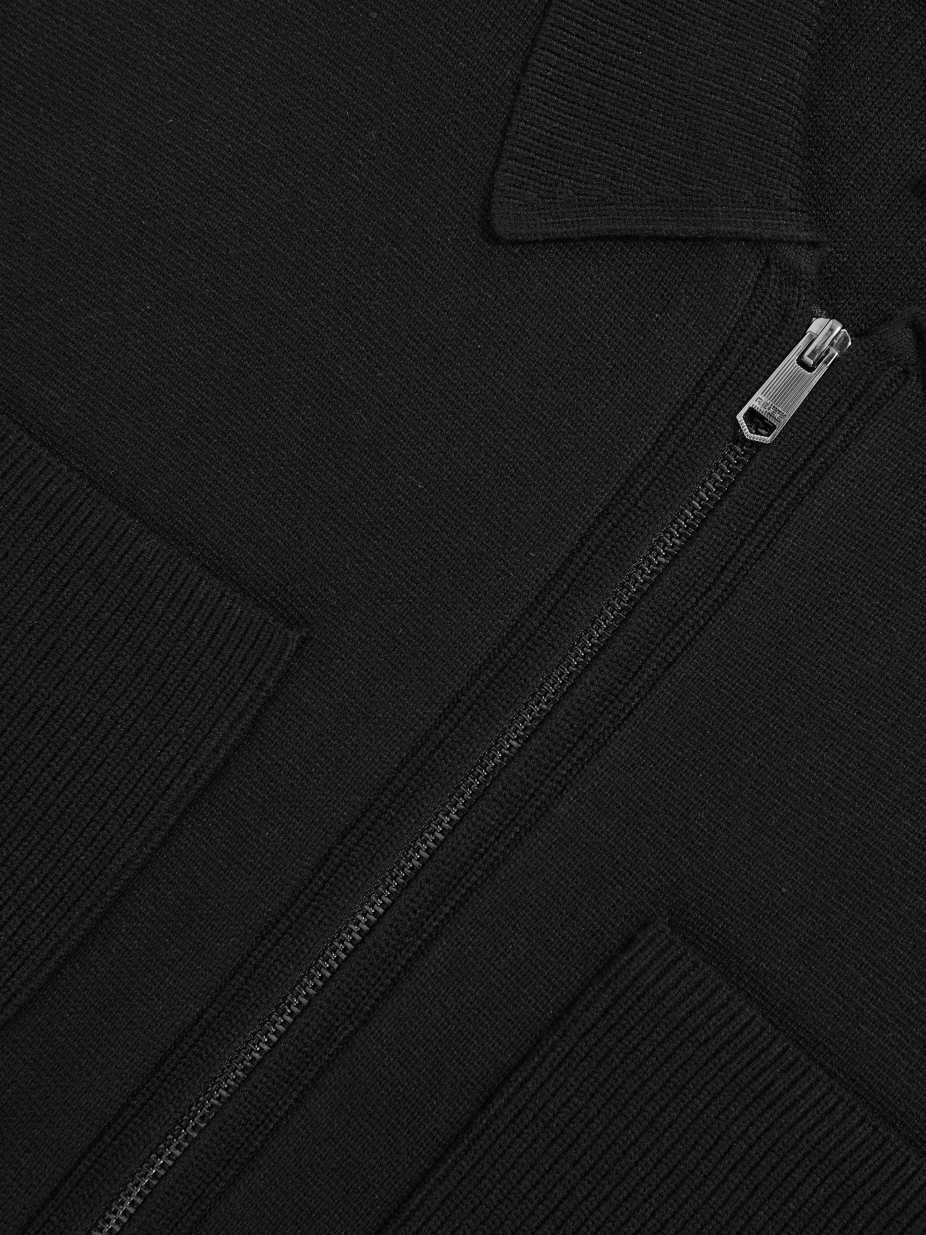 Four-Pocket Zip-Through Cardigan in Black