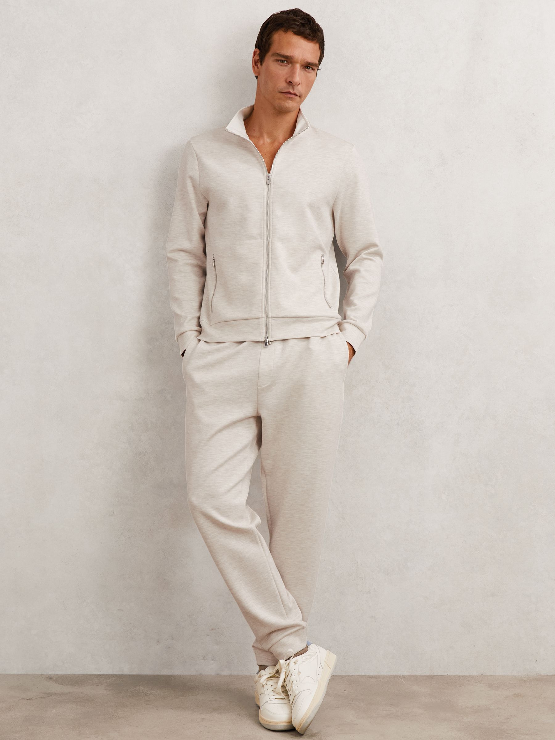 Double-Faced Jersey Zip Sweatshirt in Oatmeal