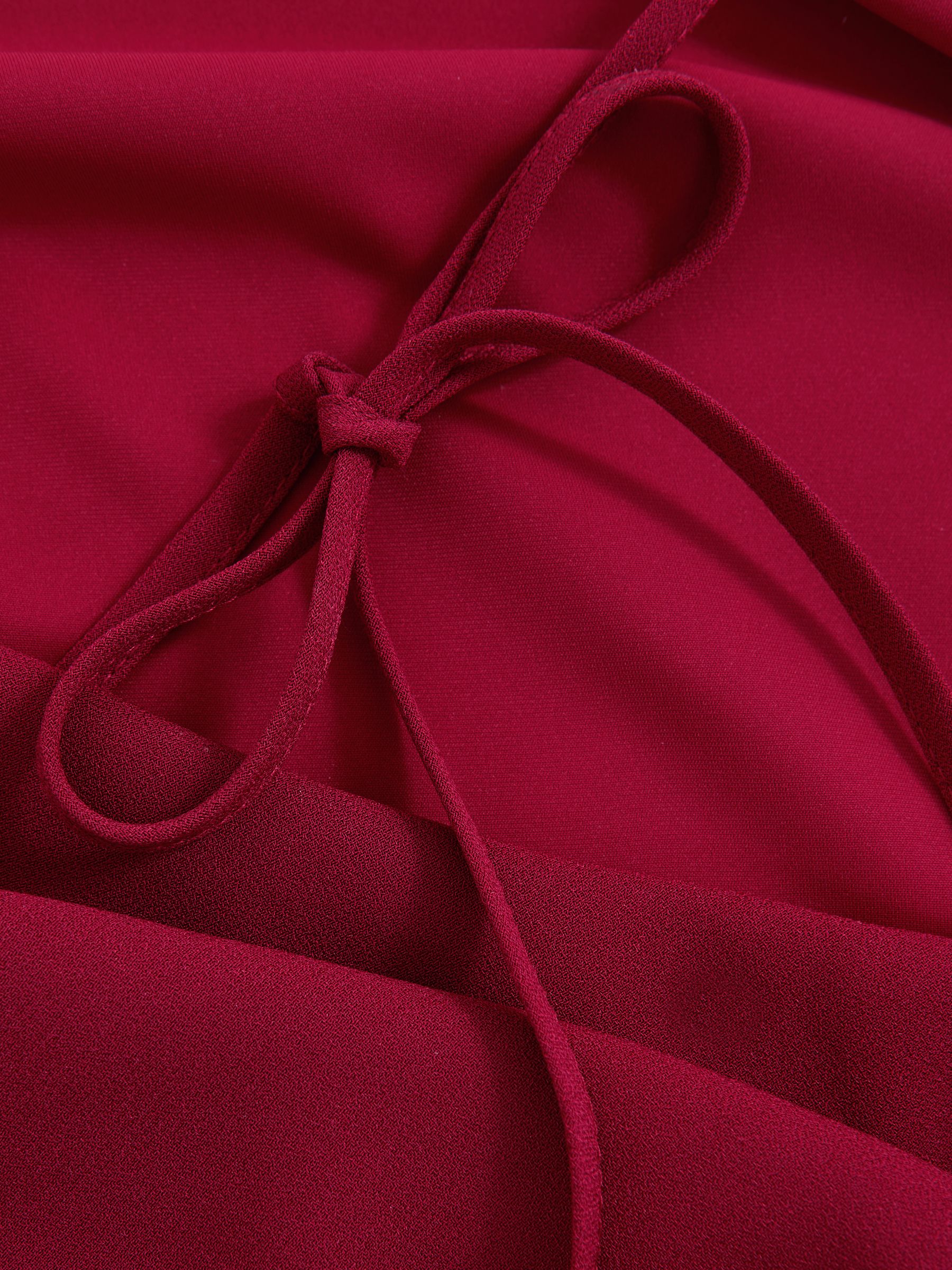 Satin Draped Open-Back Dress in Red