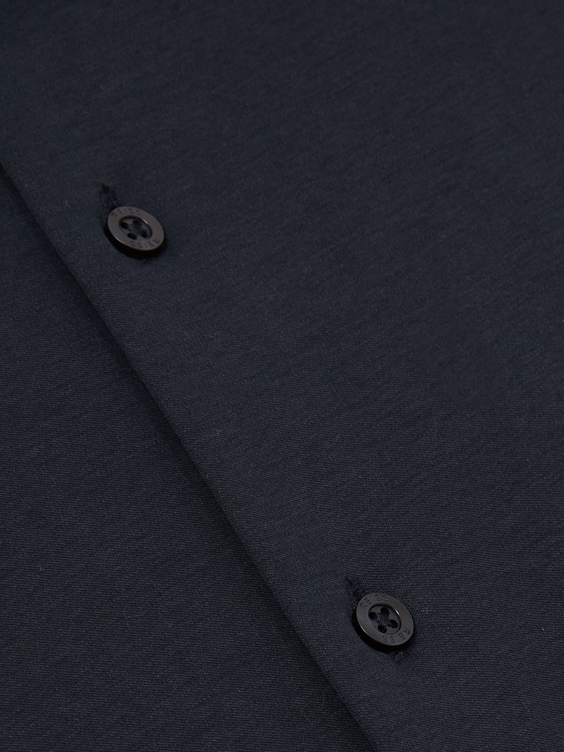 Air-Water Cotton Button-Through Shirt in Navy