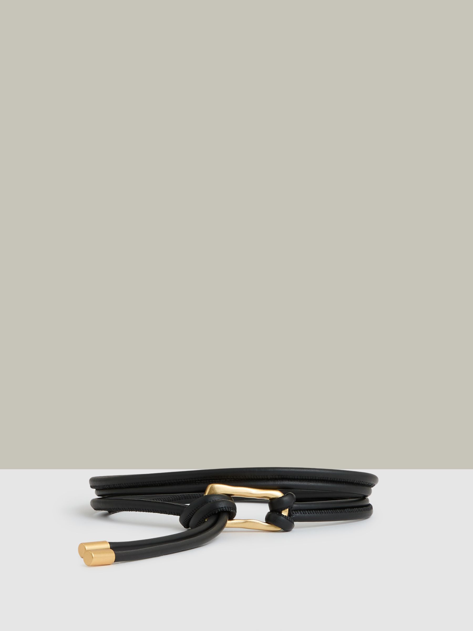 Sculpted Buckle Tubular Tie Belt in Tan