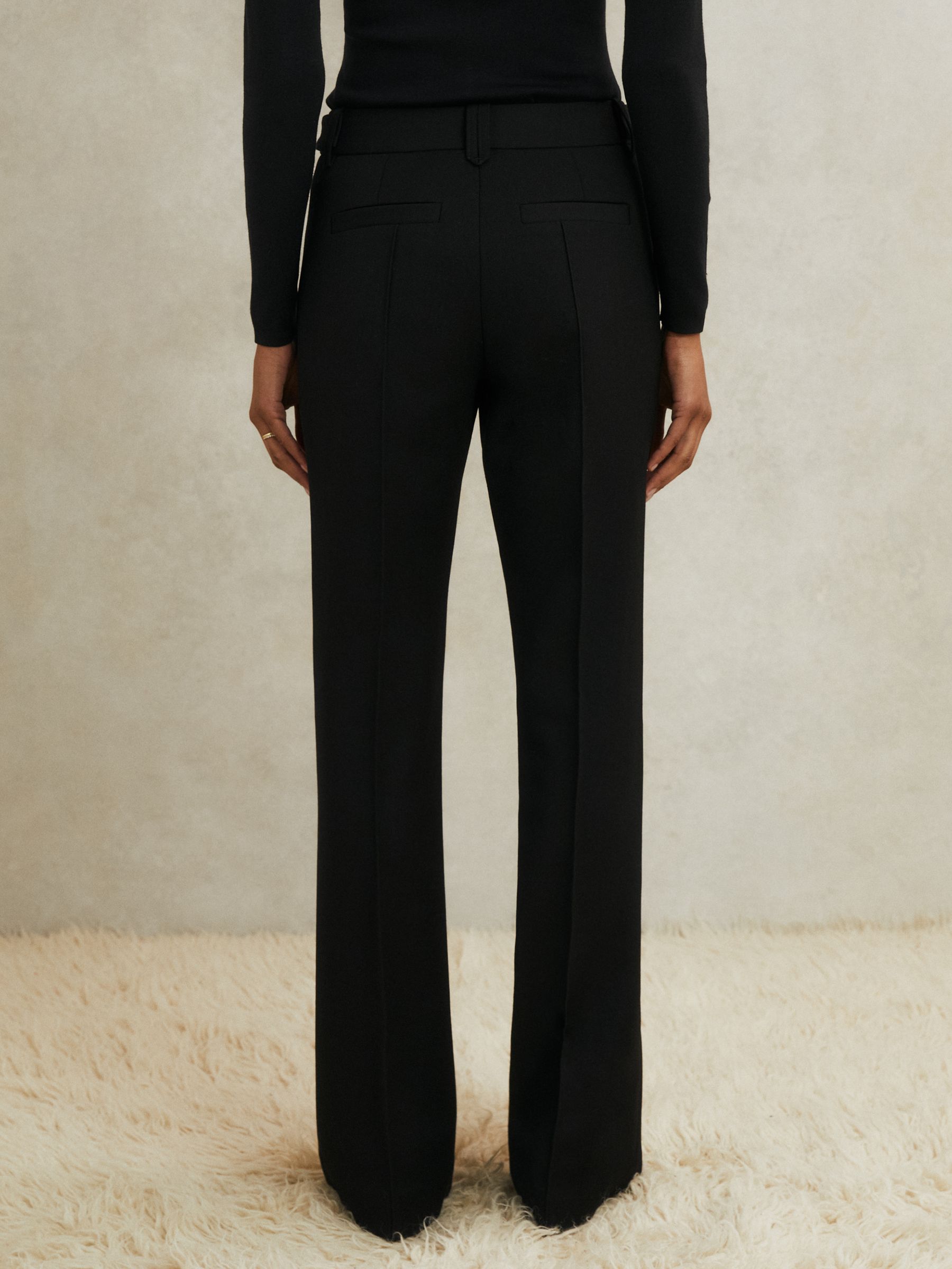 Atelier Wool Stud Flared Trousers in Black