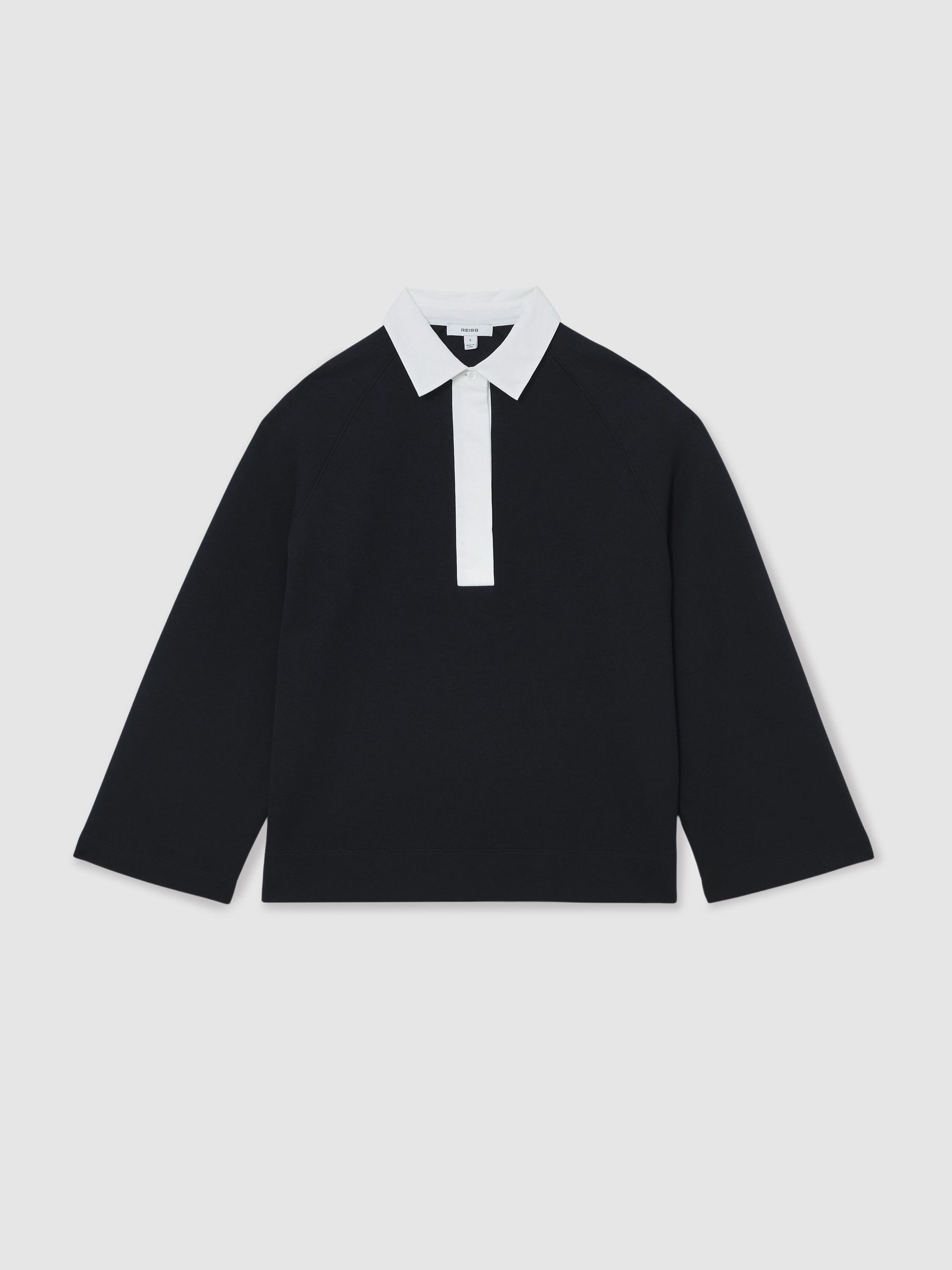 Interlock Contrast-Collar Sweatshirt in Black/White