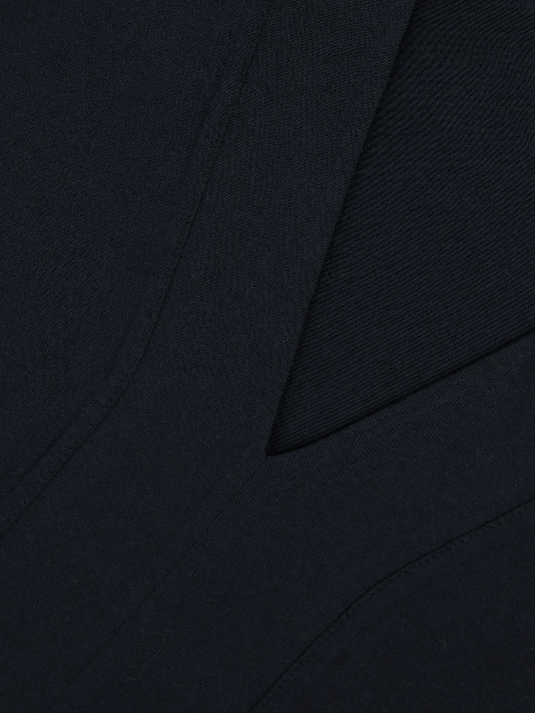 Cotton Shoulder-Pad V-Neck Top in Navy