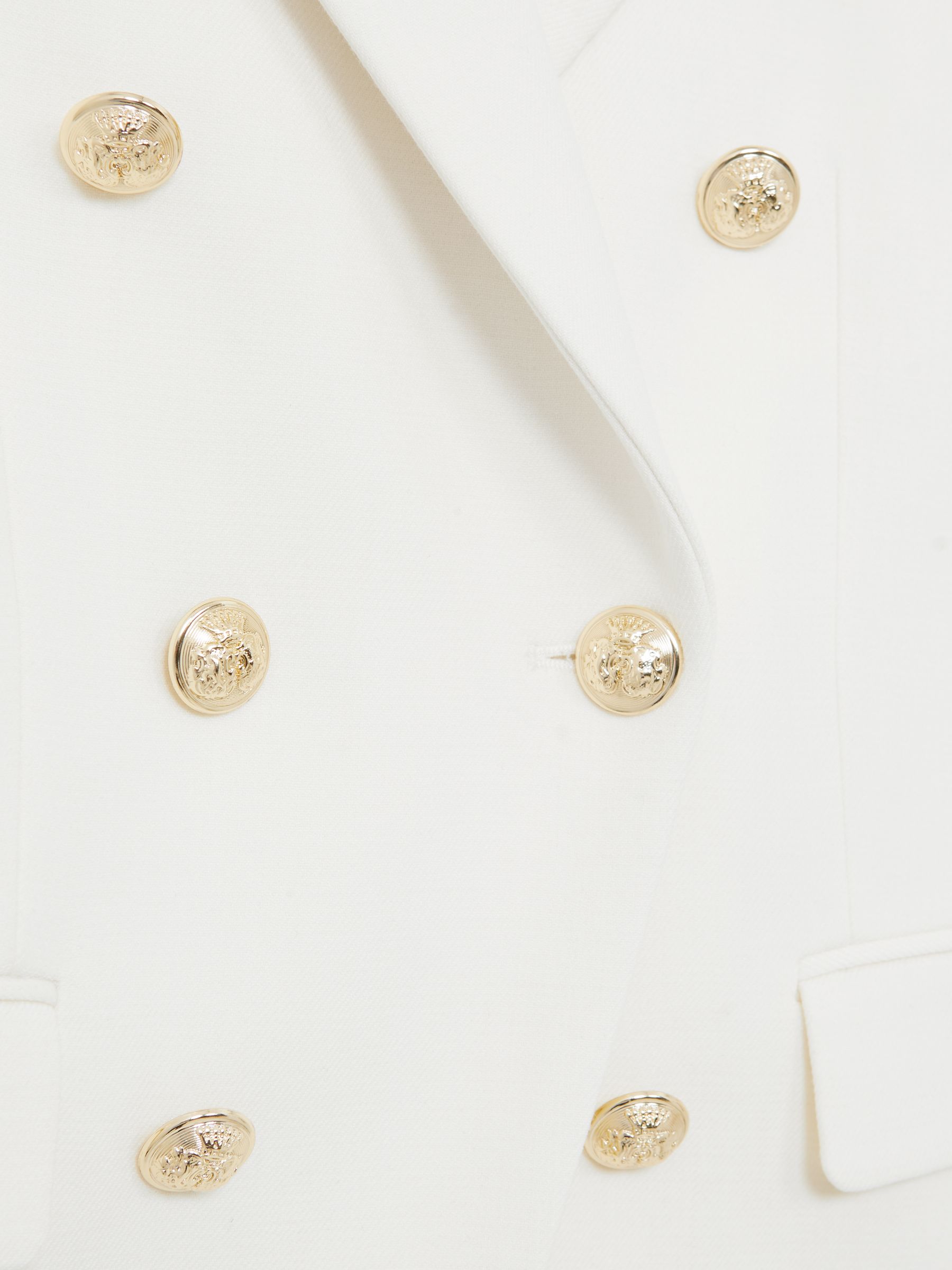 Double-Breasted Twill Suit Blazer With Wool in White