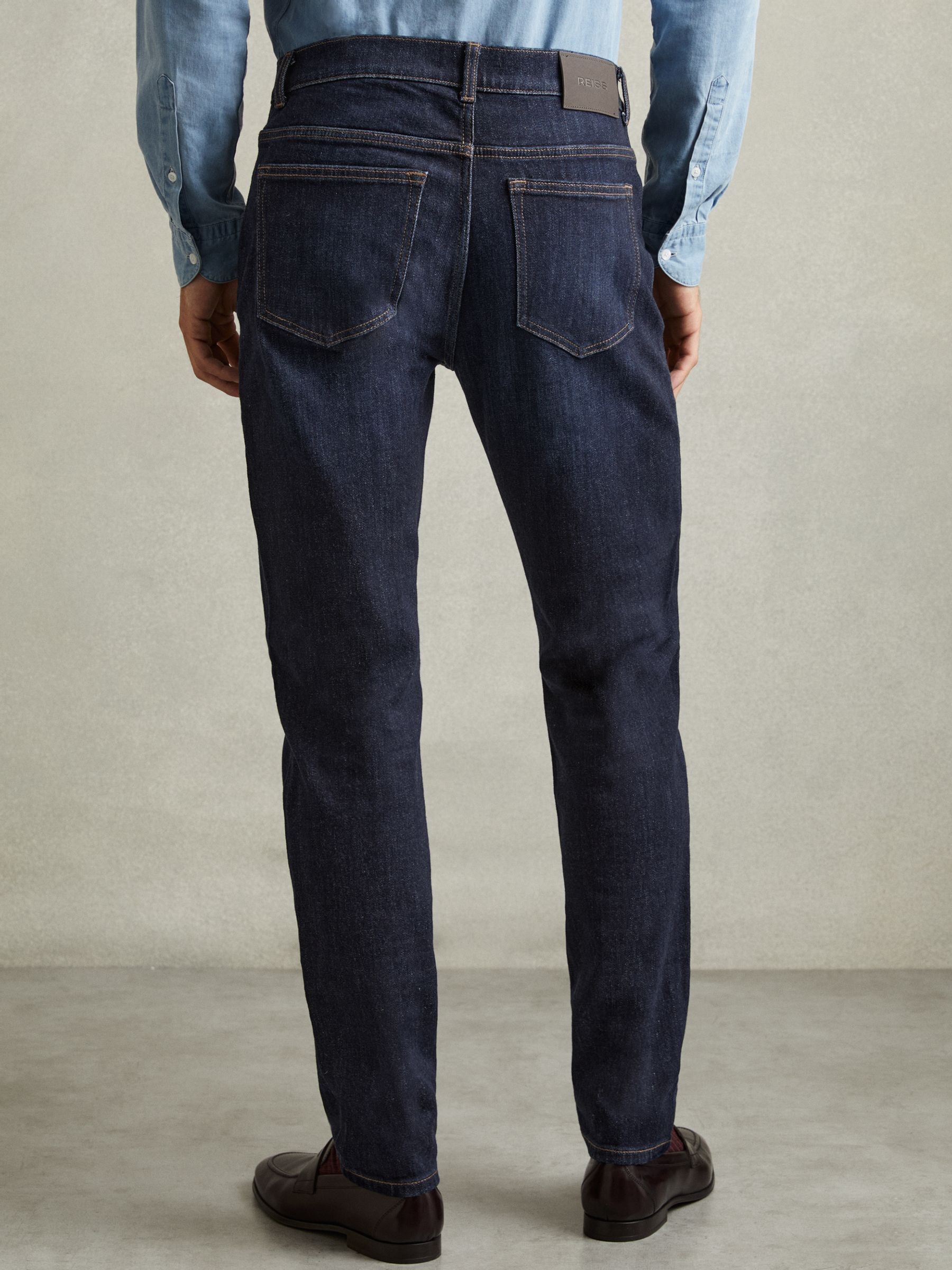 Cotton-Stretch Slim-Fit Jeans in Indigo Blue Wash