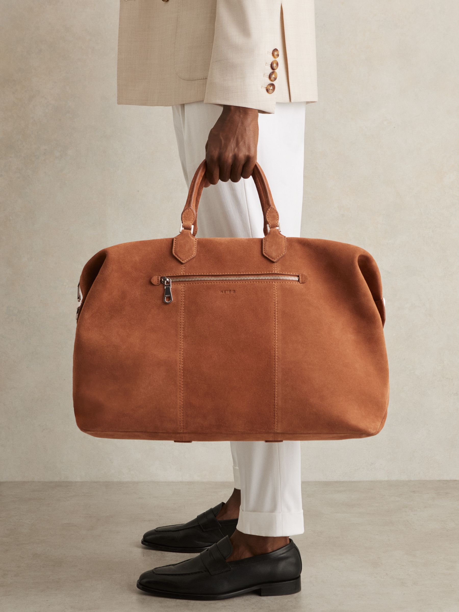 Suede Holdall in Light Tan