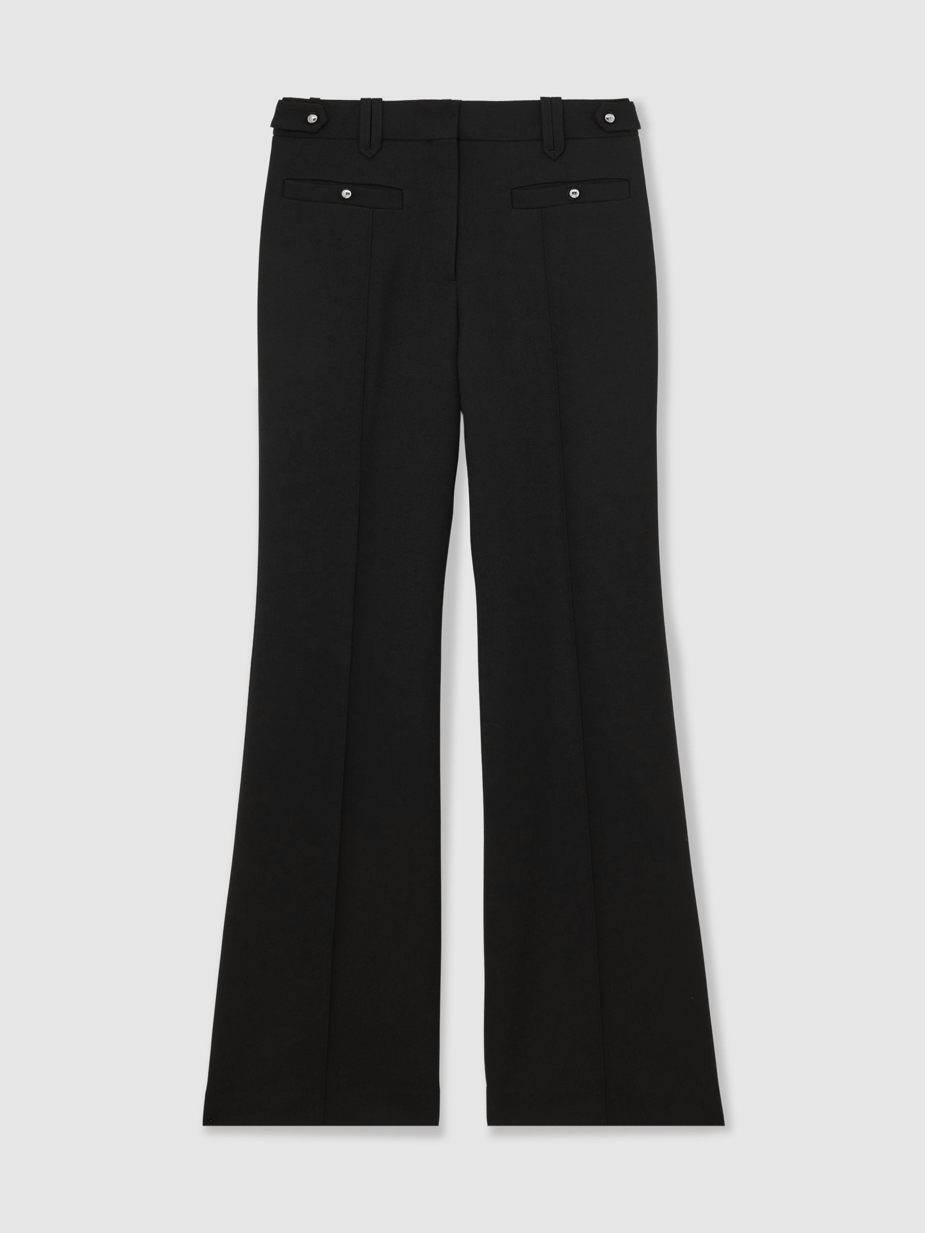 Atelier Wool Stud Flared Trousers in Black