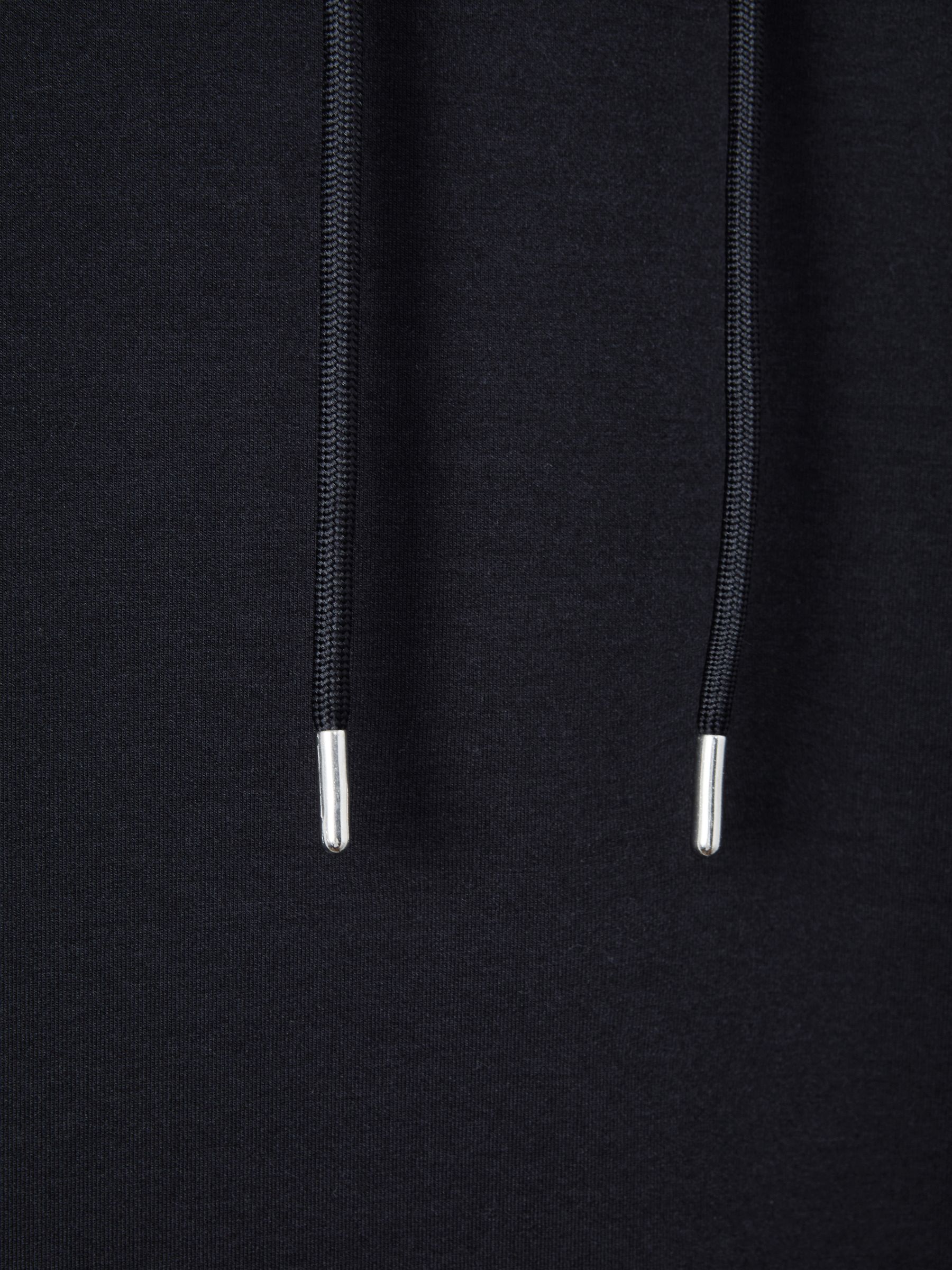 Interlock Jersey Drawstring Hoodie in Navy Blue