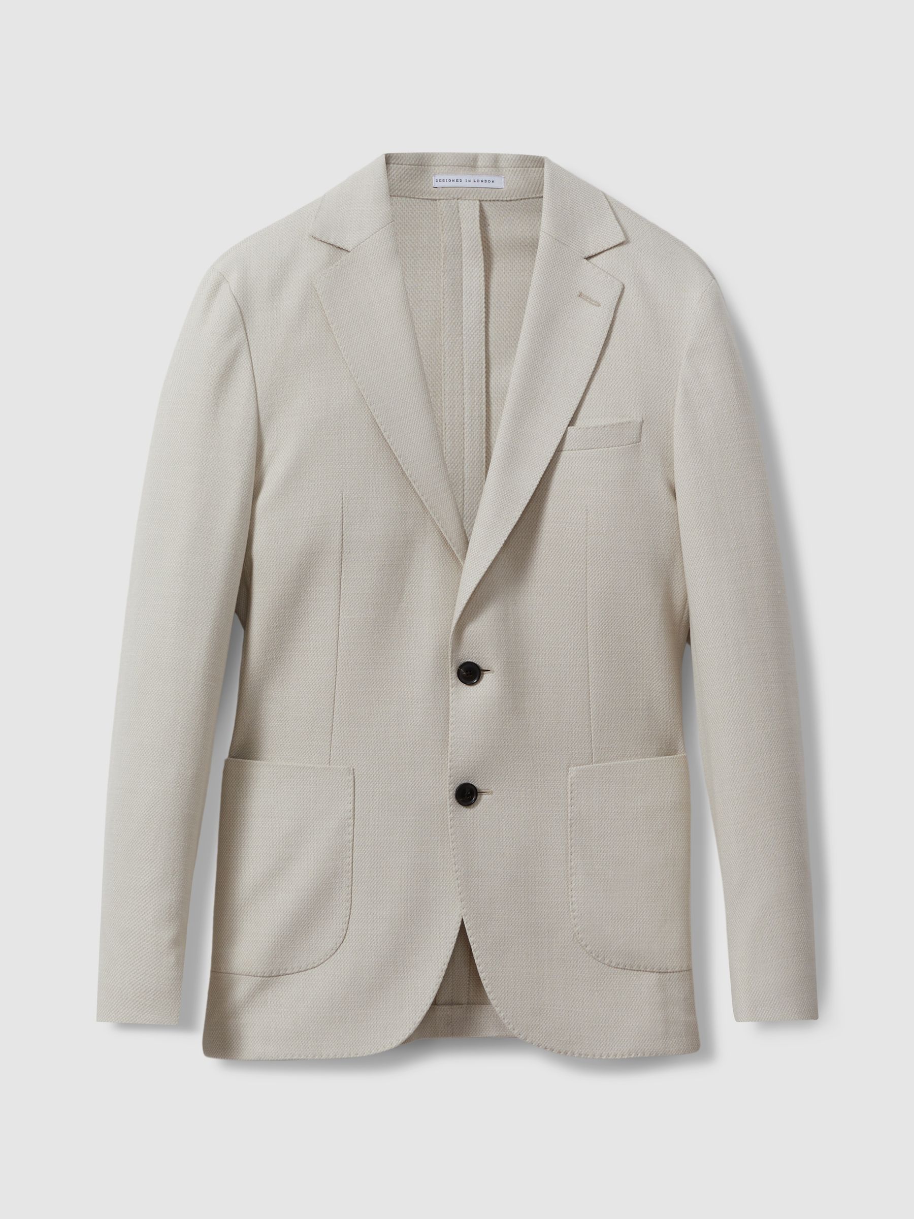 Single Breasted Blazer With Cotton in Stone