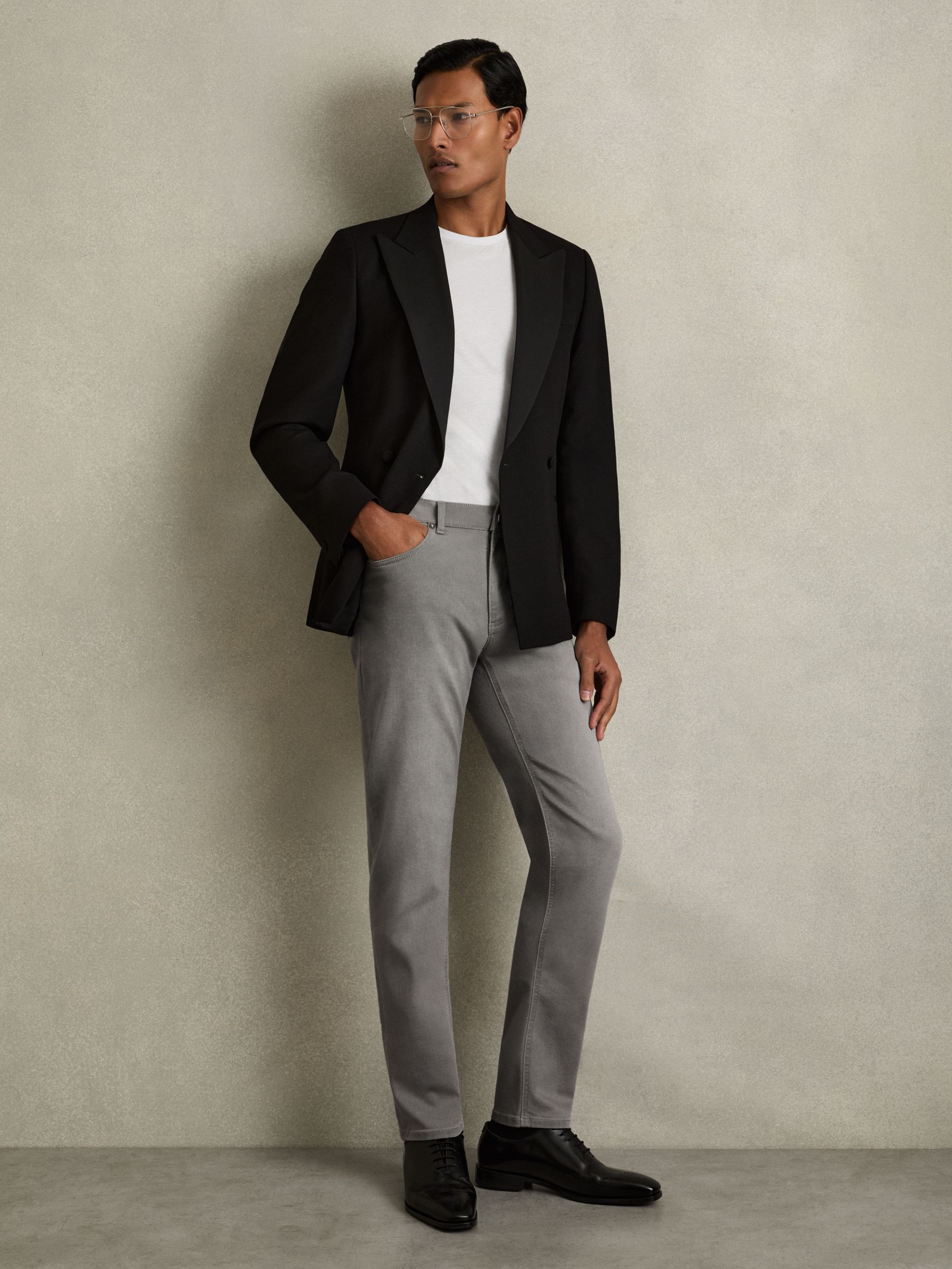 Cotton-Stretch Slim-Fit Jeans in Washed Indigo Green Cast