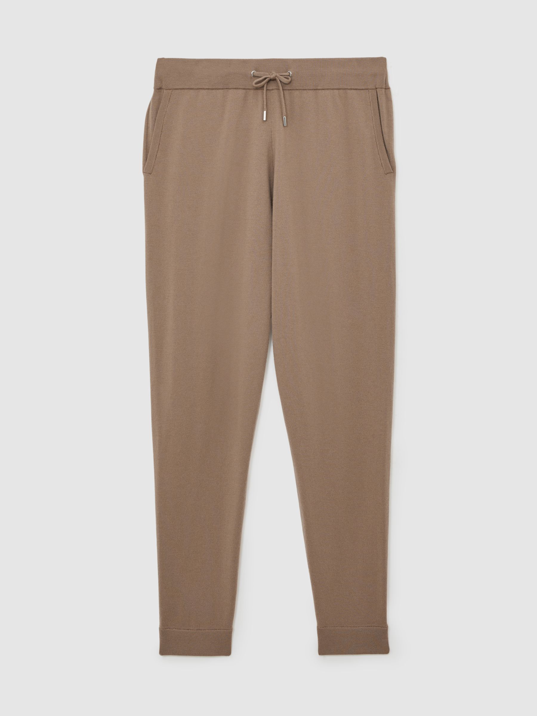 Merino Wool-Blend Cuffed Joggers in Camel Brown