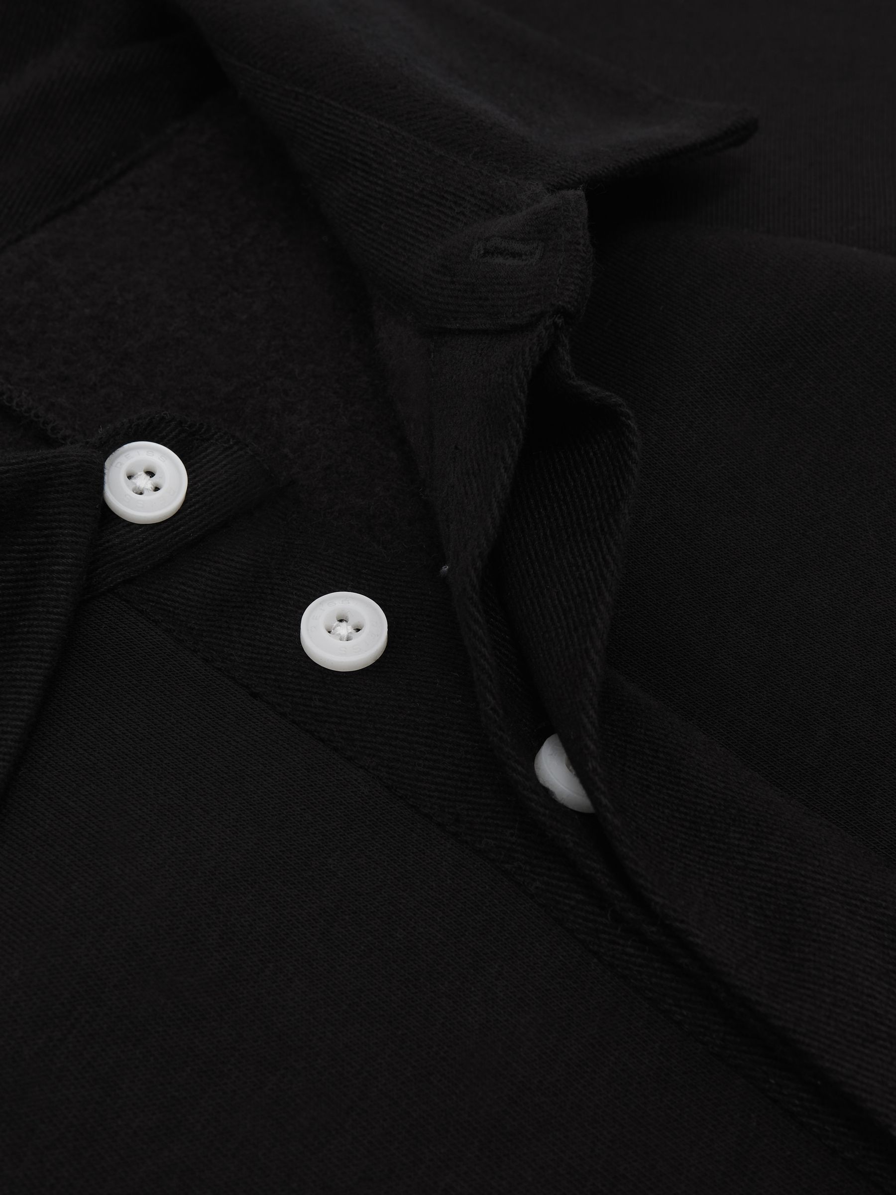 Cotton-Blend Fleece-Back Polo Shirt in Black