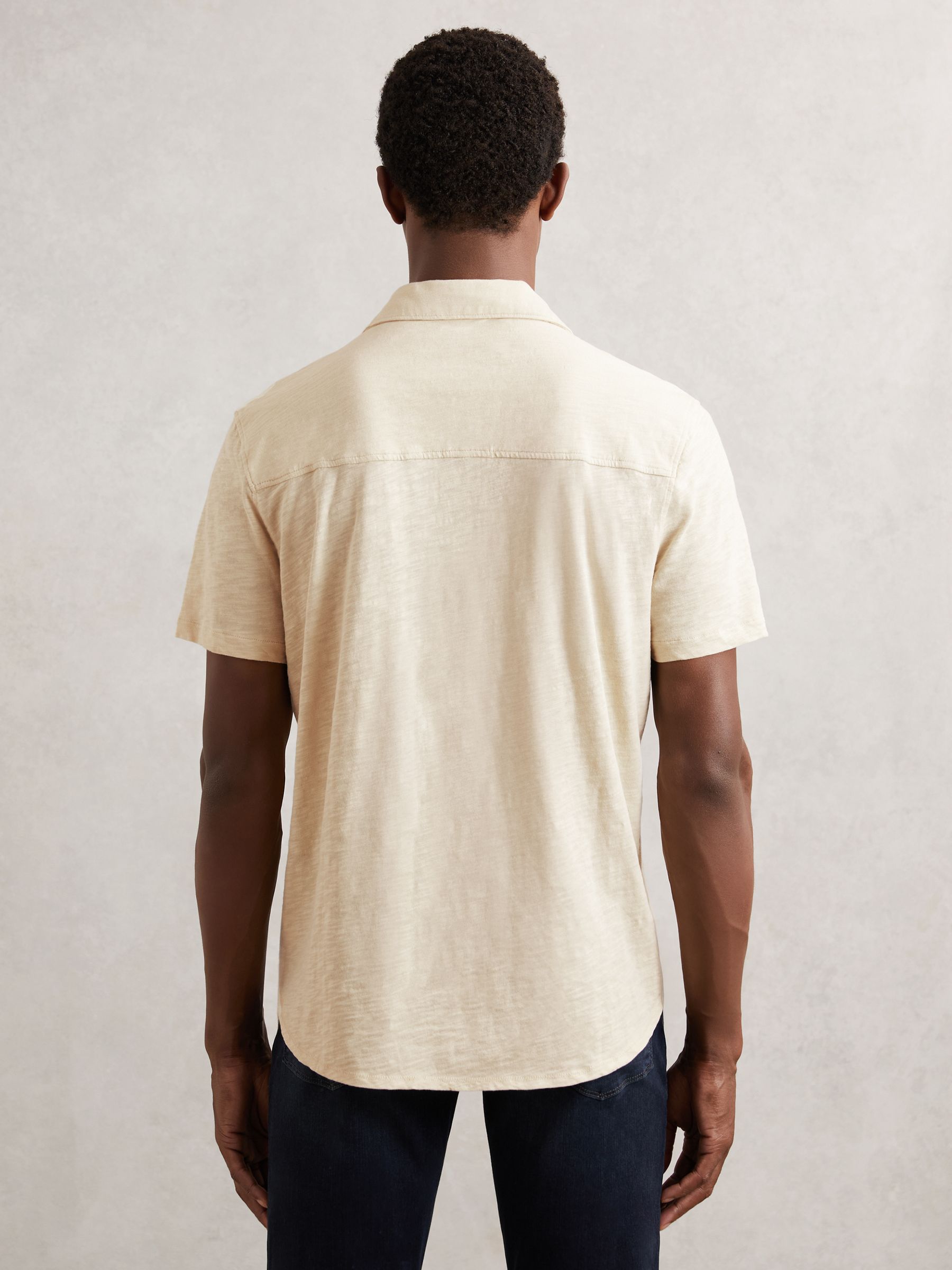 Paige Cotton Short-Sleeve Jersey Shirt in Cream