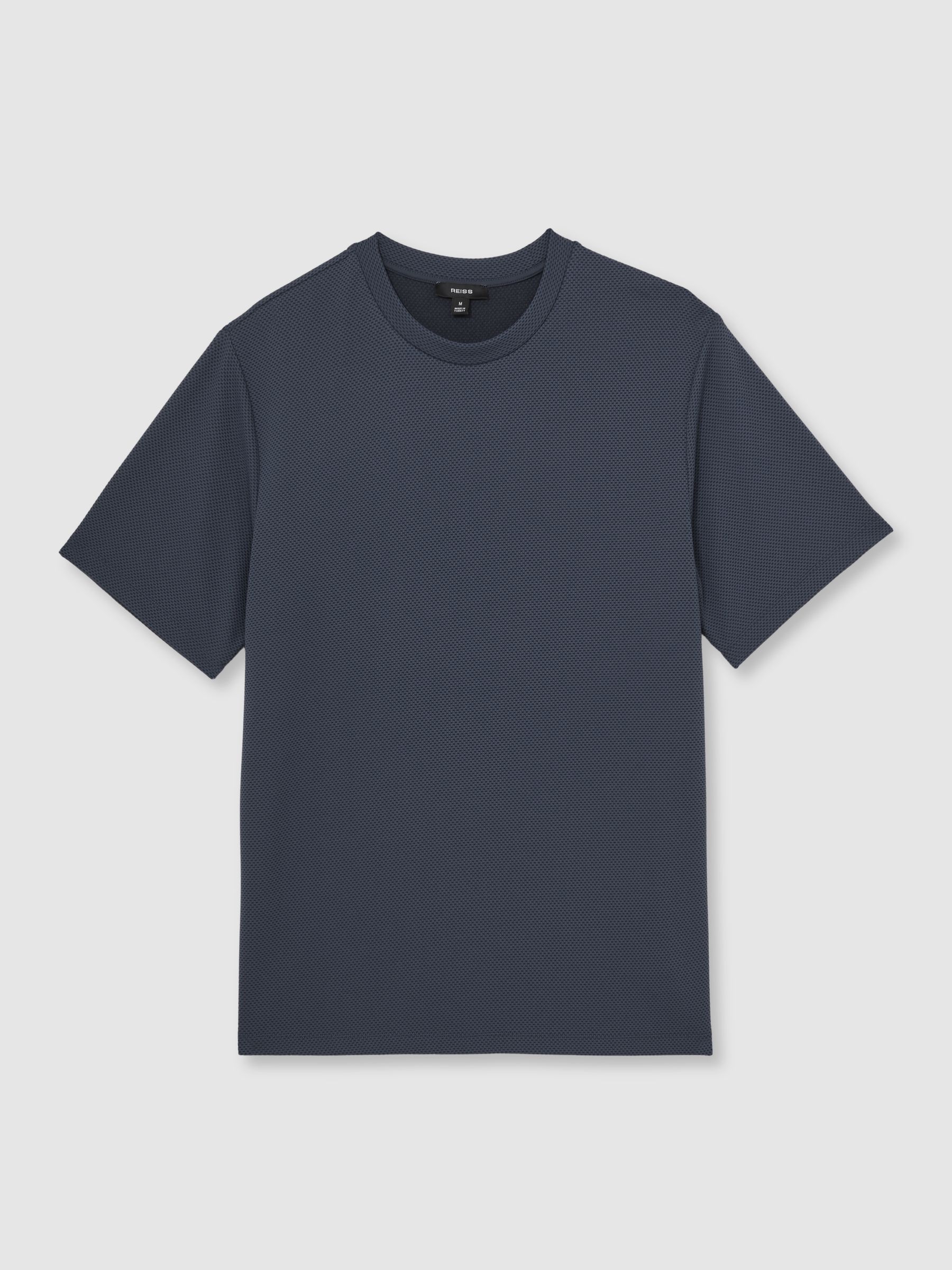 Textured Crew-Neck T-Shirt in Airforce Blue