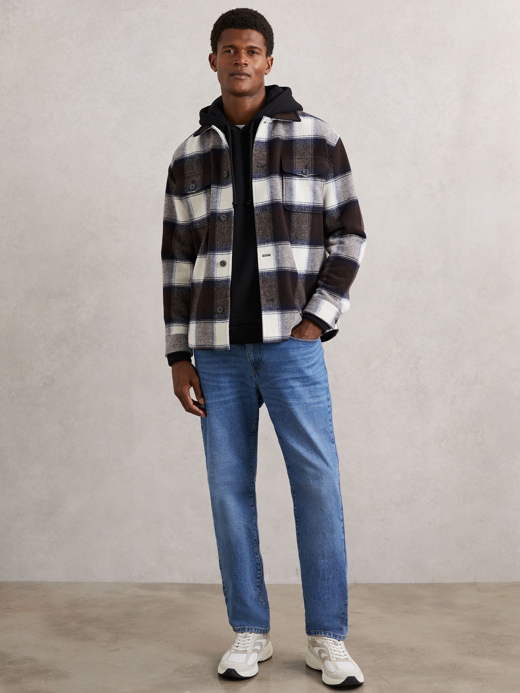 Cotton-Blend Fleece-Back Hoodie in Black