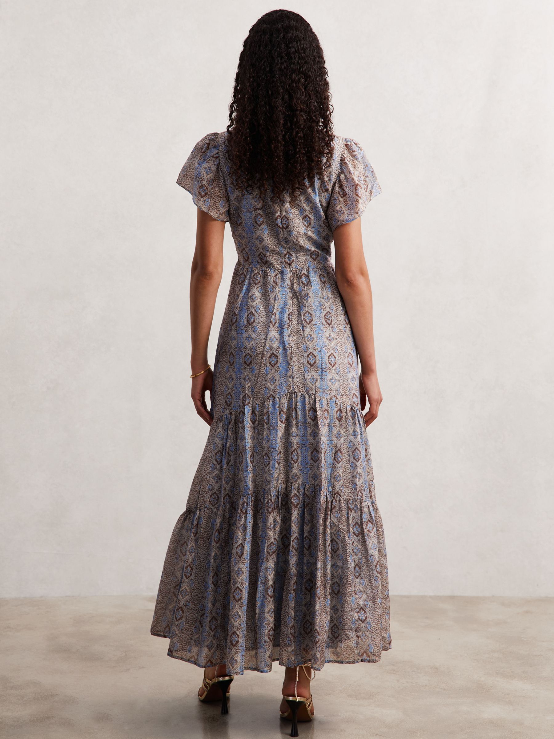 Paige Cotton-Silk Floral-Print Dress in Navy Print