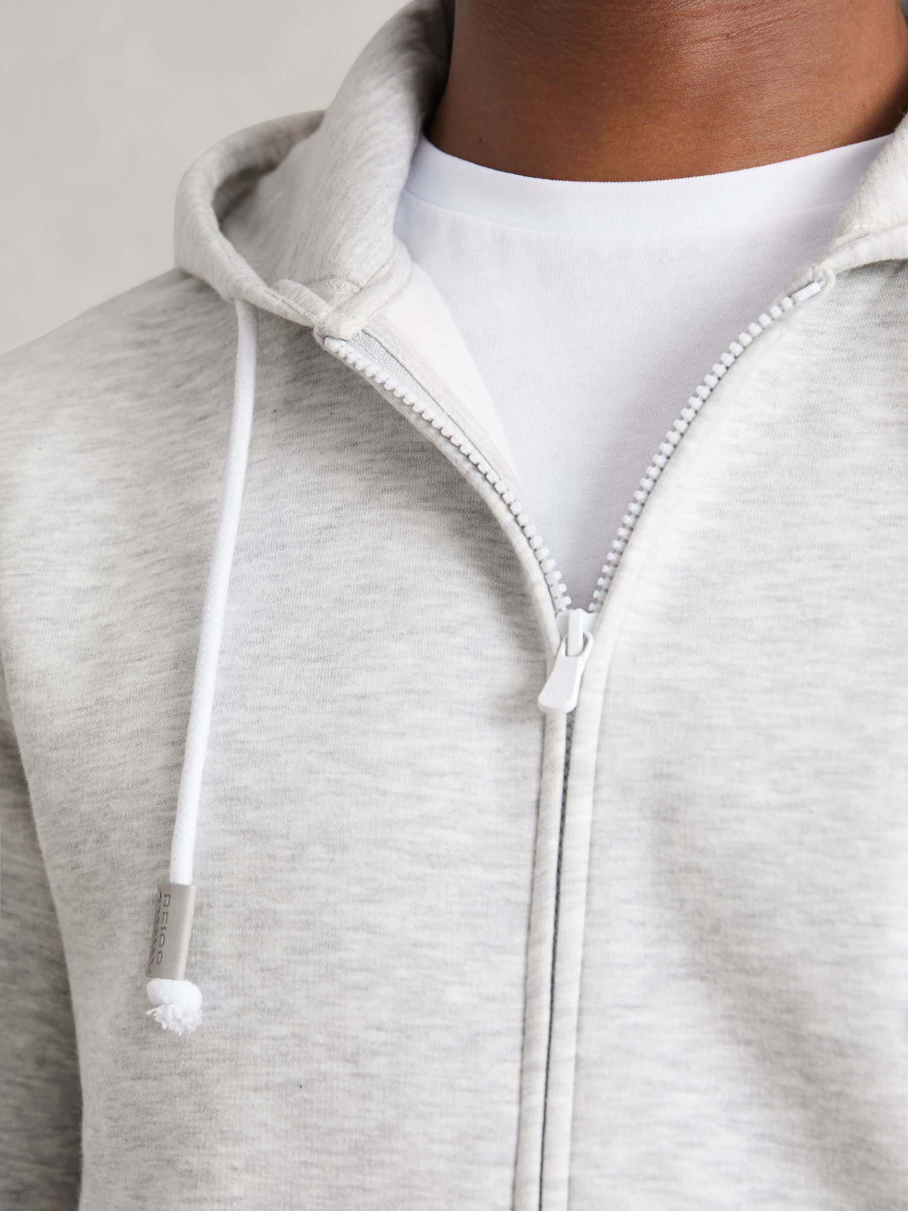 Cotton-Blend Zip-Through Hoodie in Grey