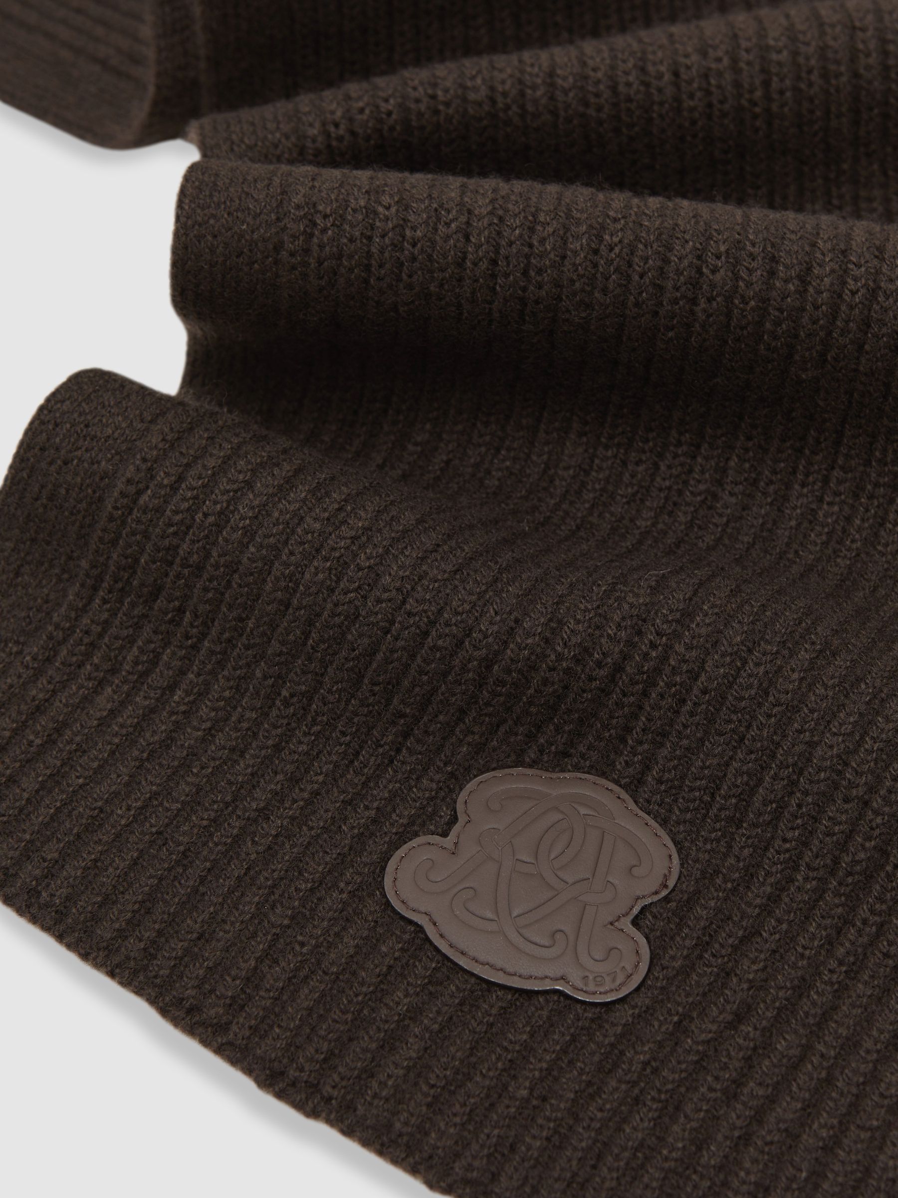 Monogram Appliqué Wool Scarf in Brown