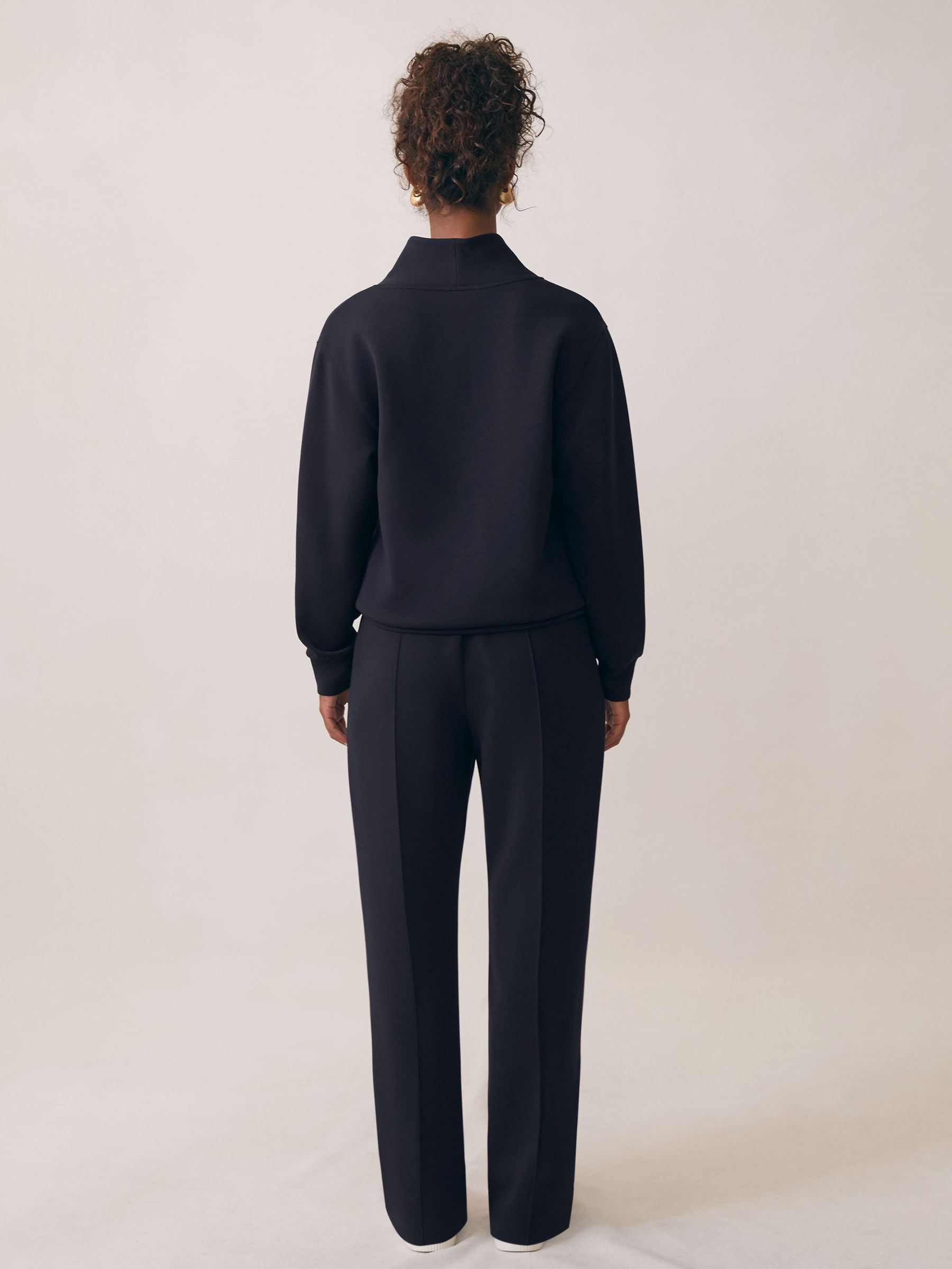 Interlock Shawl-Neck Sweatshirt with Modal in Navy