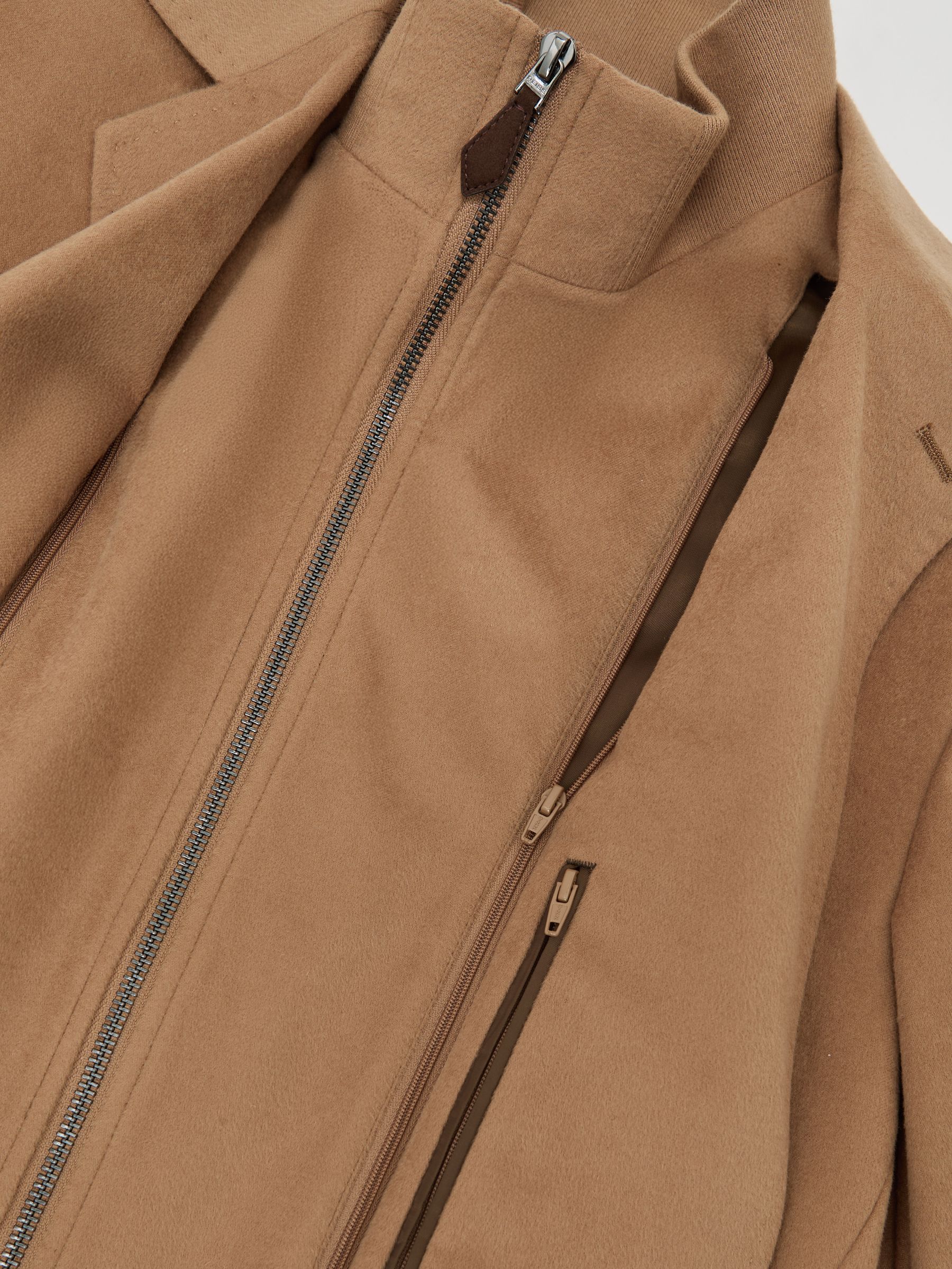 Single-Breasted Blazer With Gilet Insert Tailored-Fit in Camel Brown