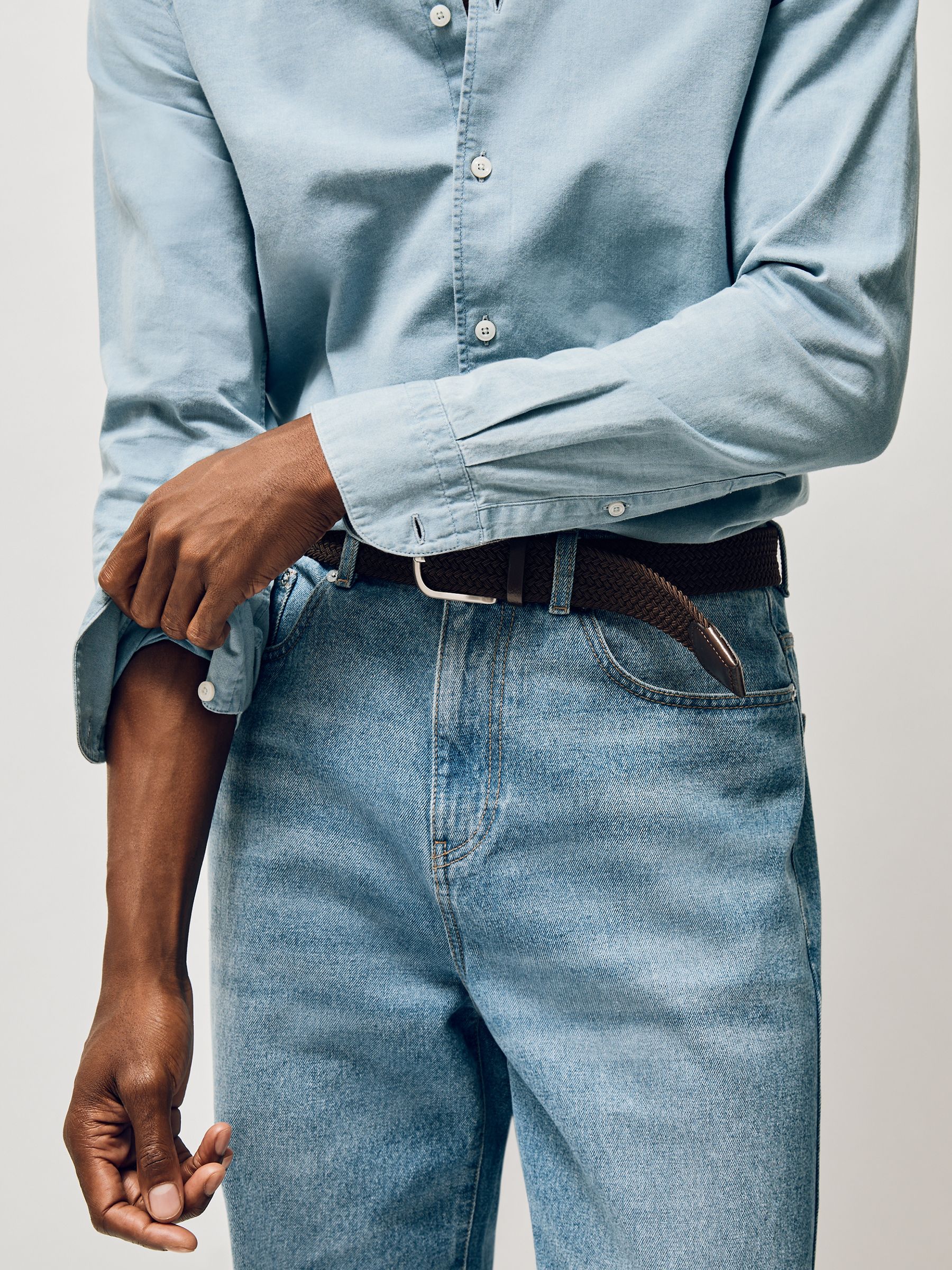 Basket Weave Belt in Stone