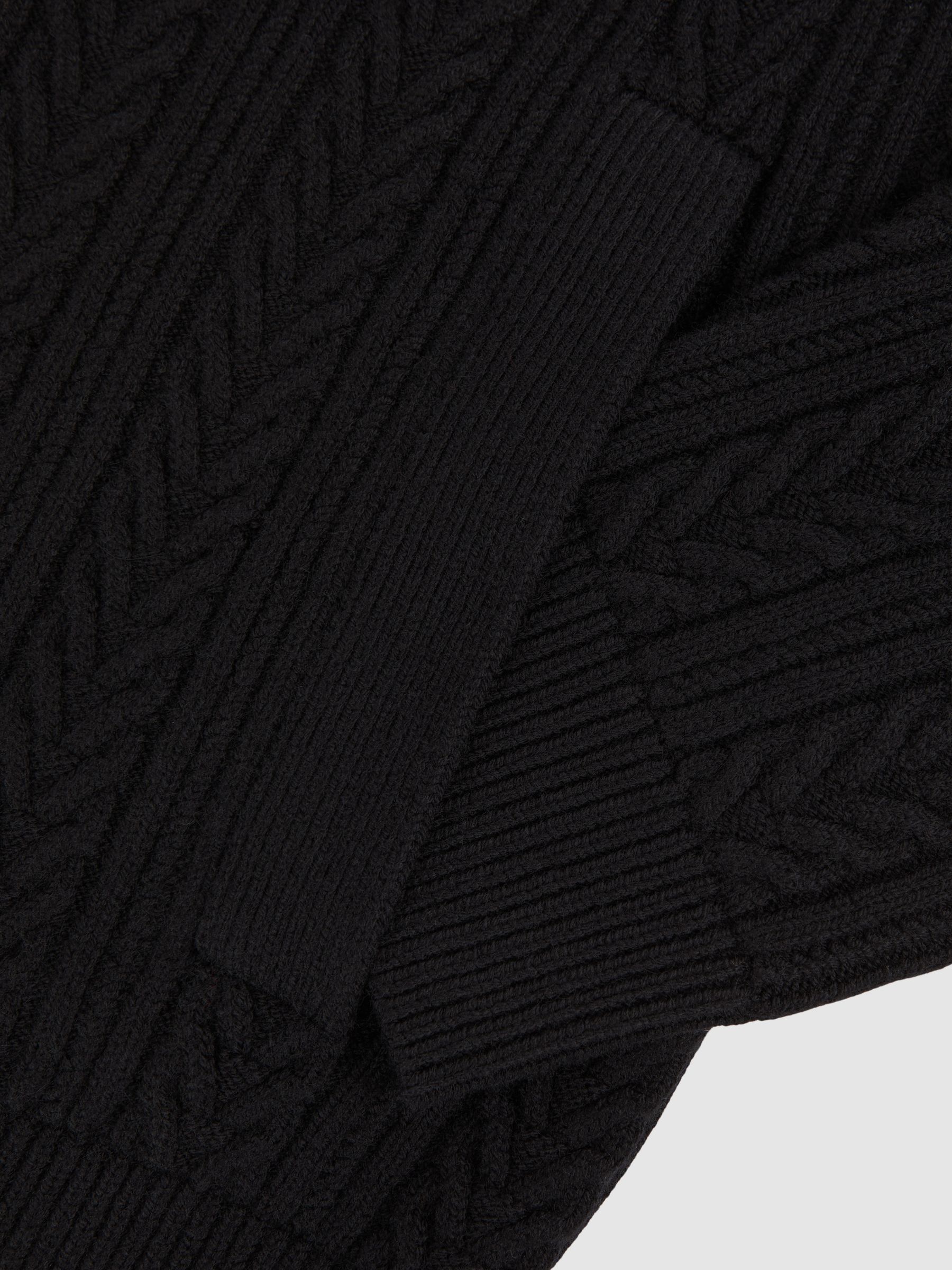 Cable-Knit Cardigan With Wool in Black