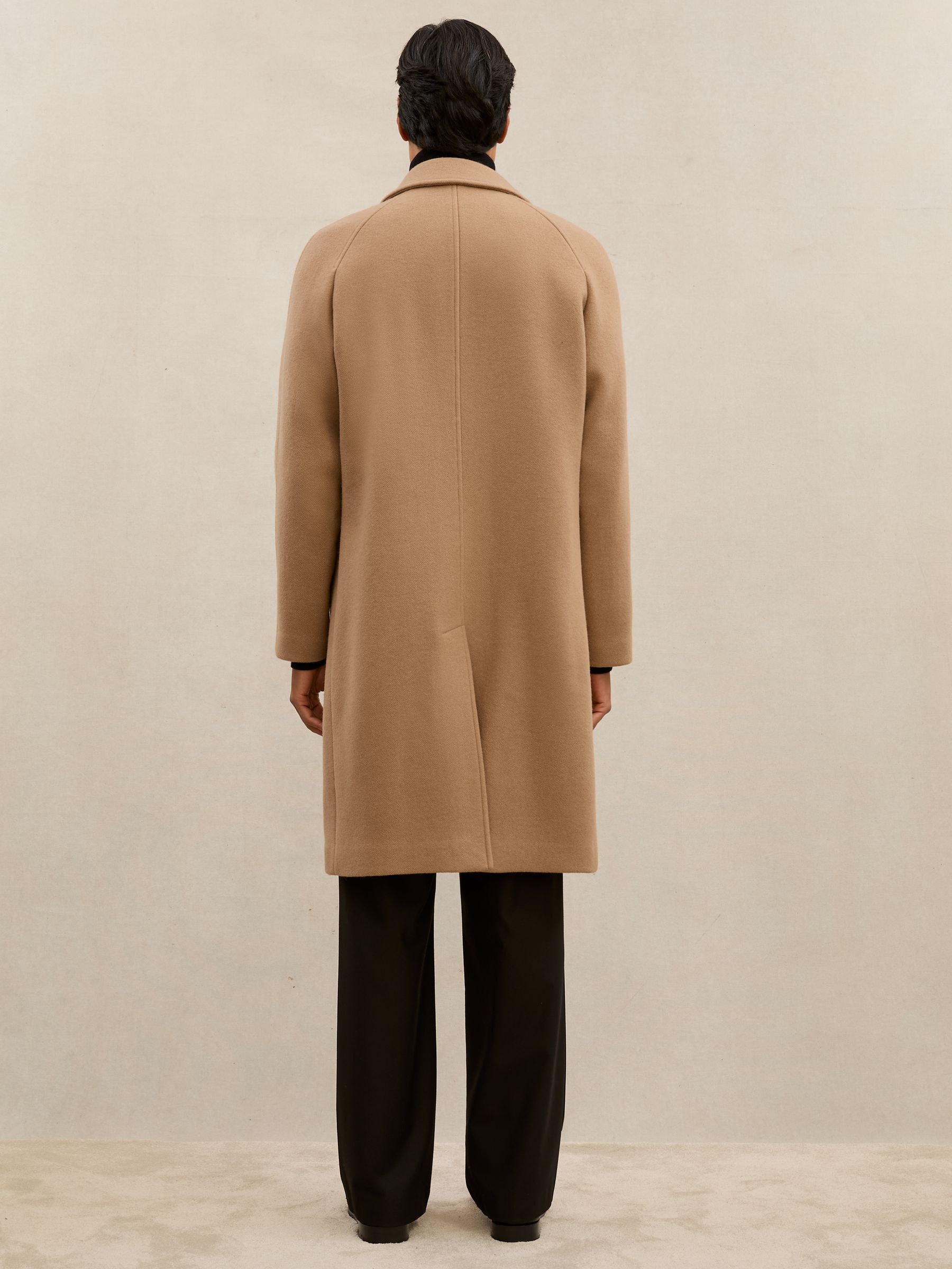 Atelier Wool-Blend Raglan Overcoat in Camel Brown