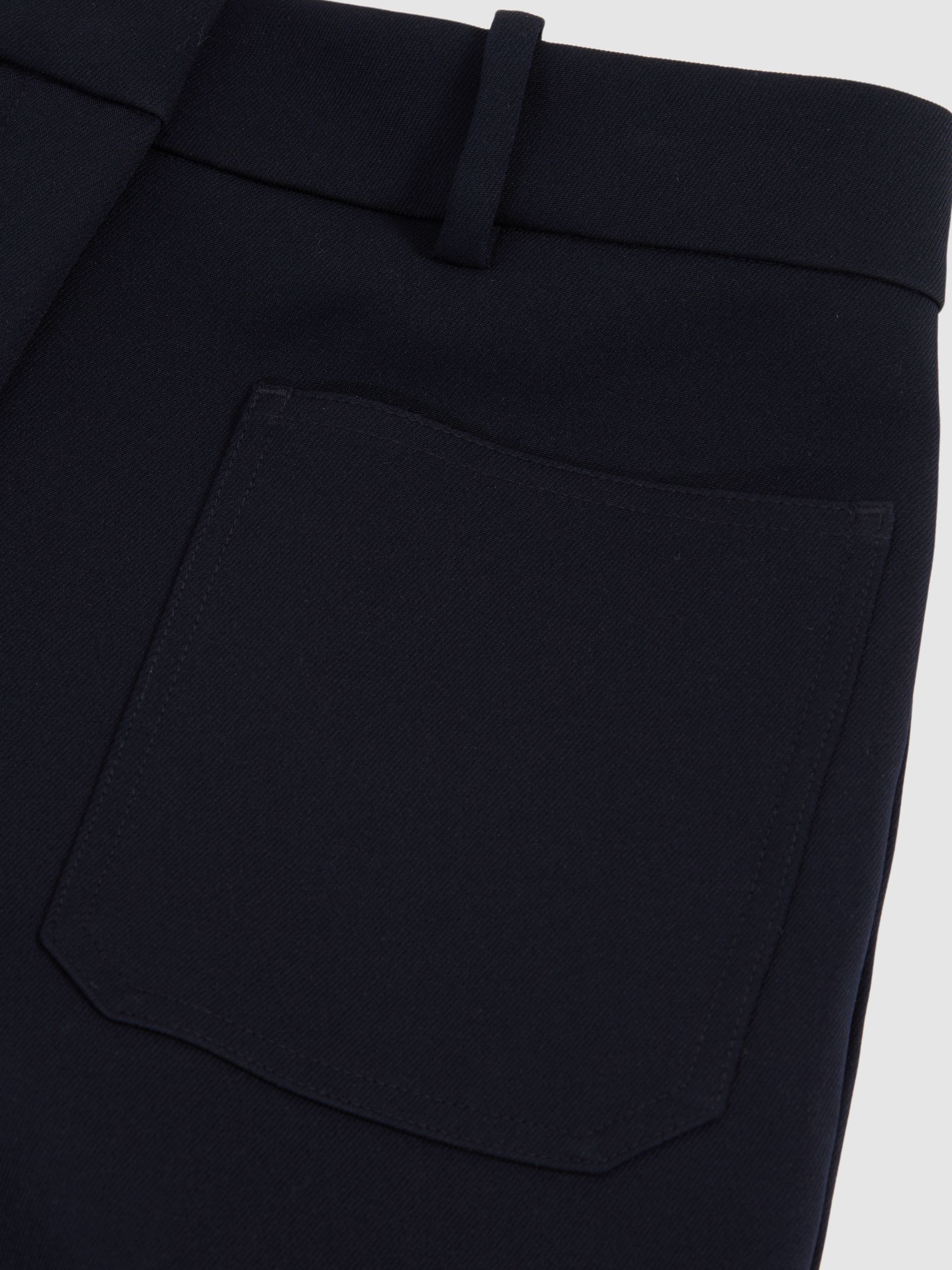 Twill Patch-Pocket Flared Trousers in Navy