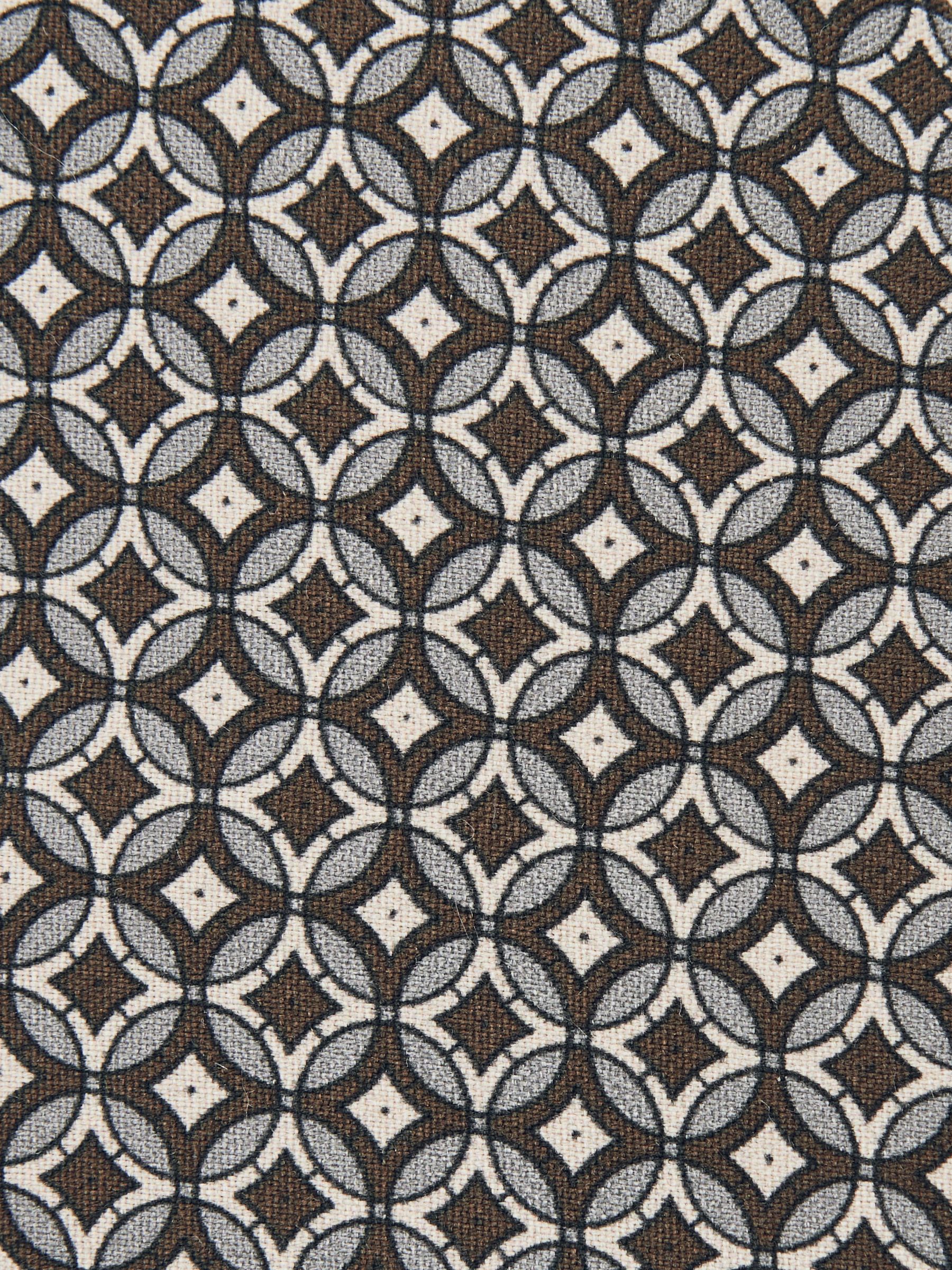 Silk Geometric-Print Tie in Chocolate Brown Multi