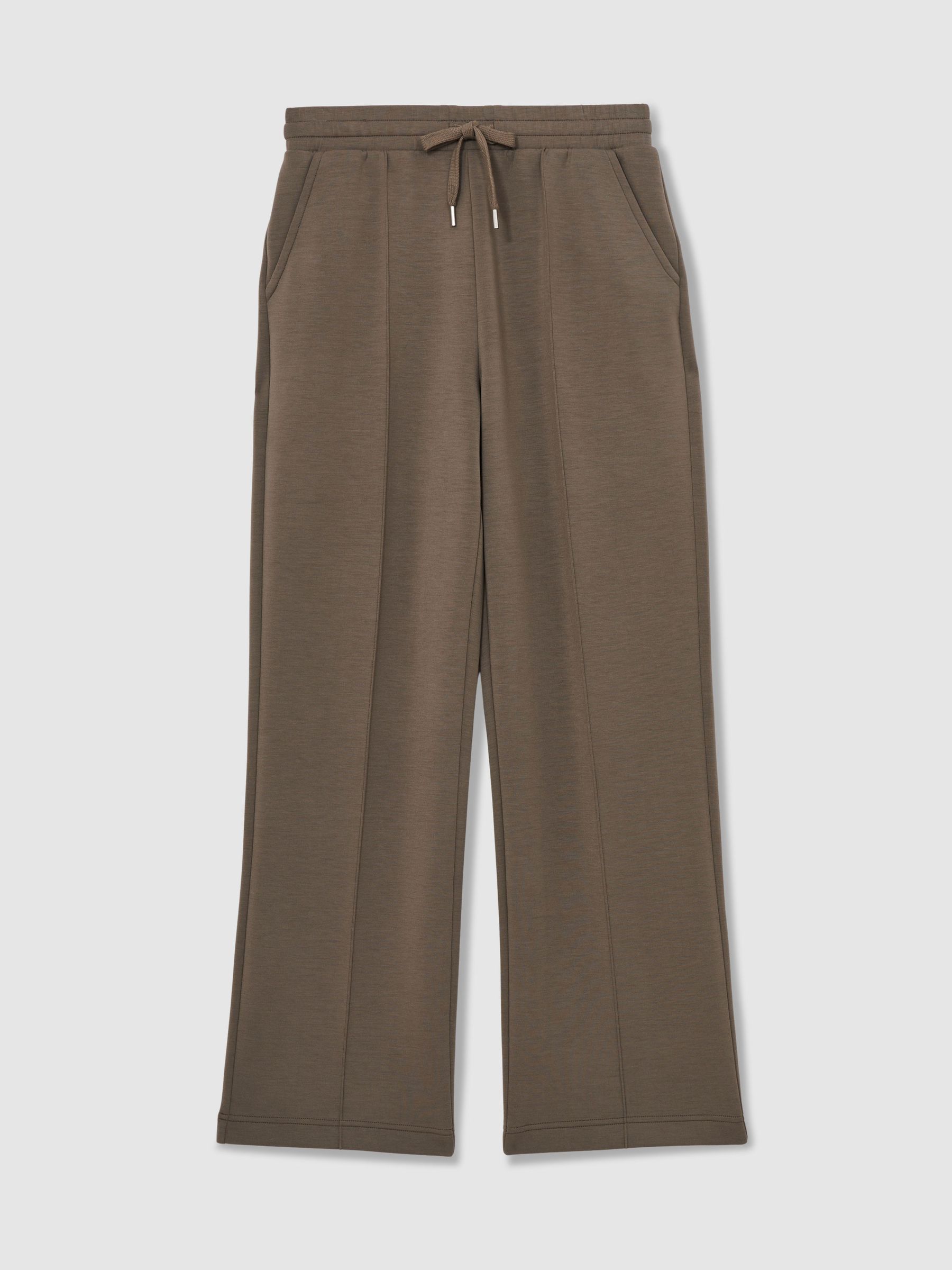 Petite Interlock Wide-Leg Joggers in Khaki Green