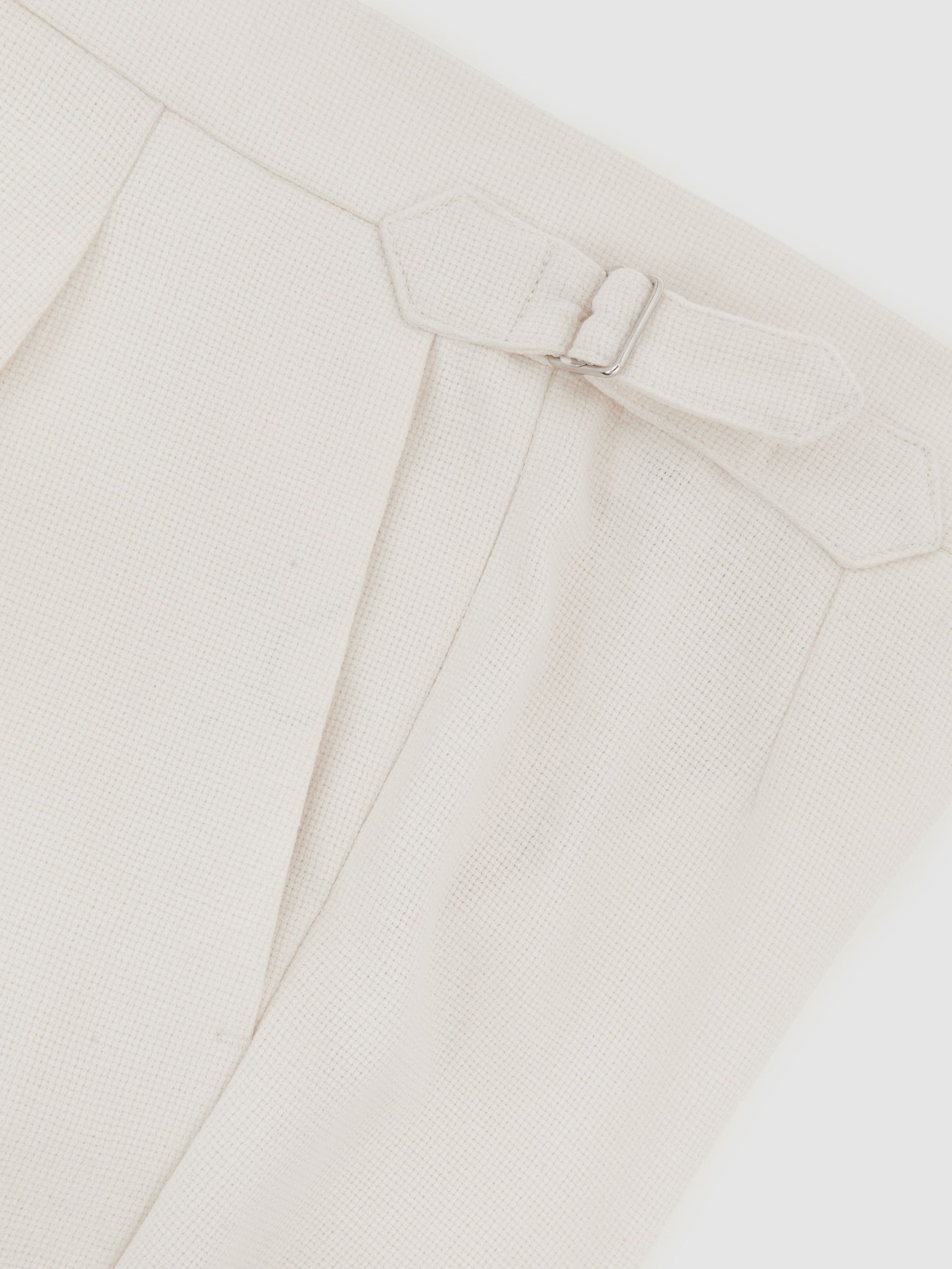 Wool-Blend Slim-Fit Cuffed Trousers in White