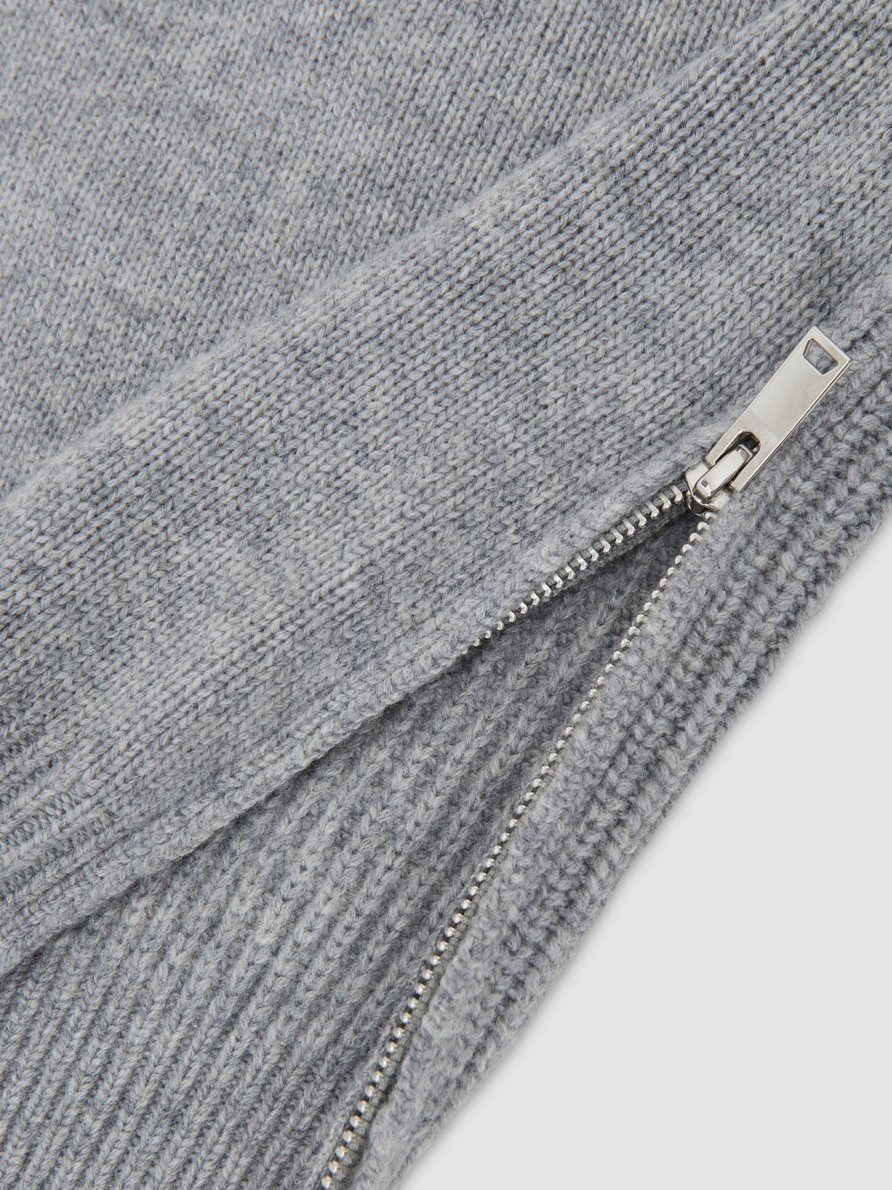Wool Zip-Detail Funnel-Neck Jumper in Grey