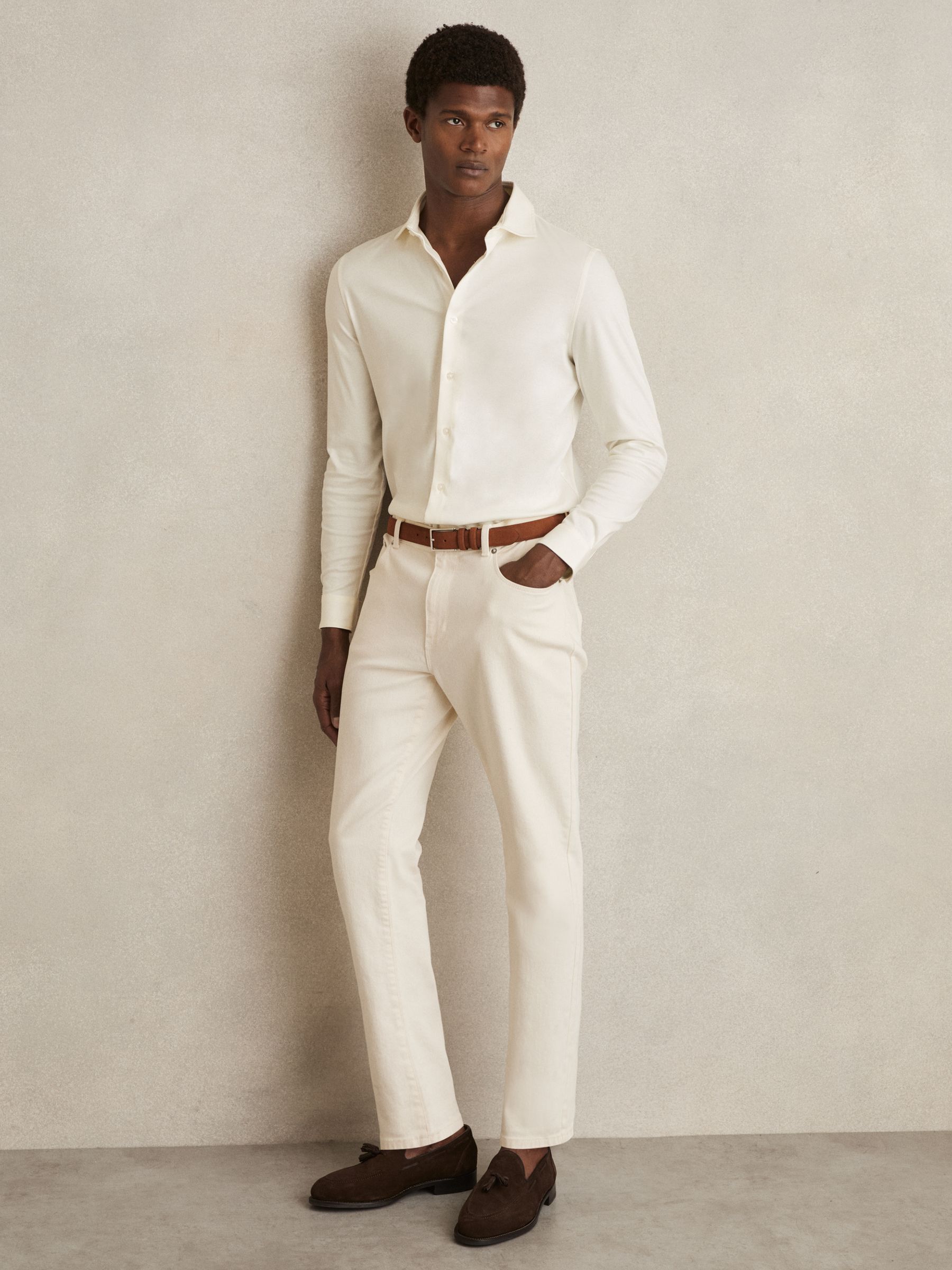 Air-Water Cotton Button-Through Shirt in Ecru