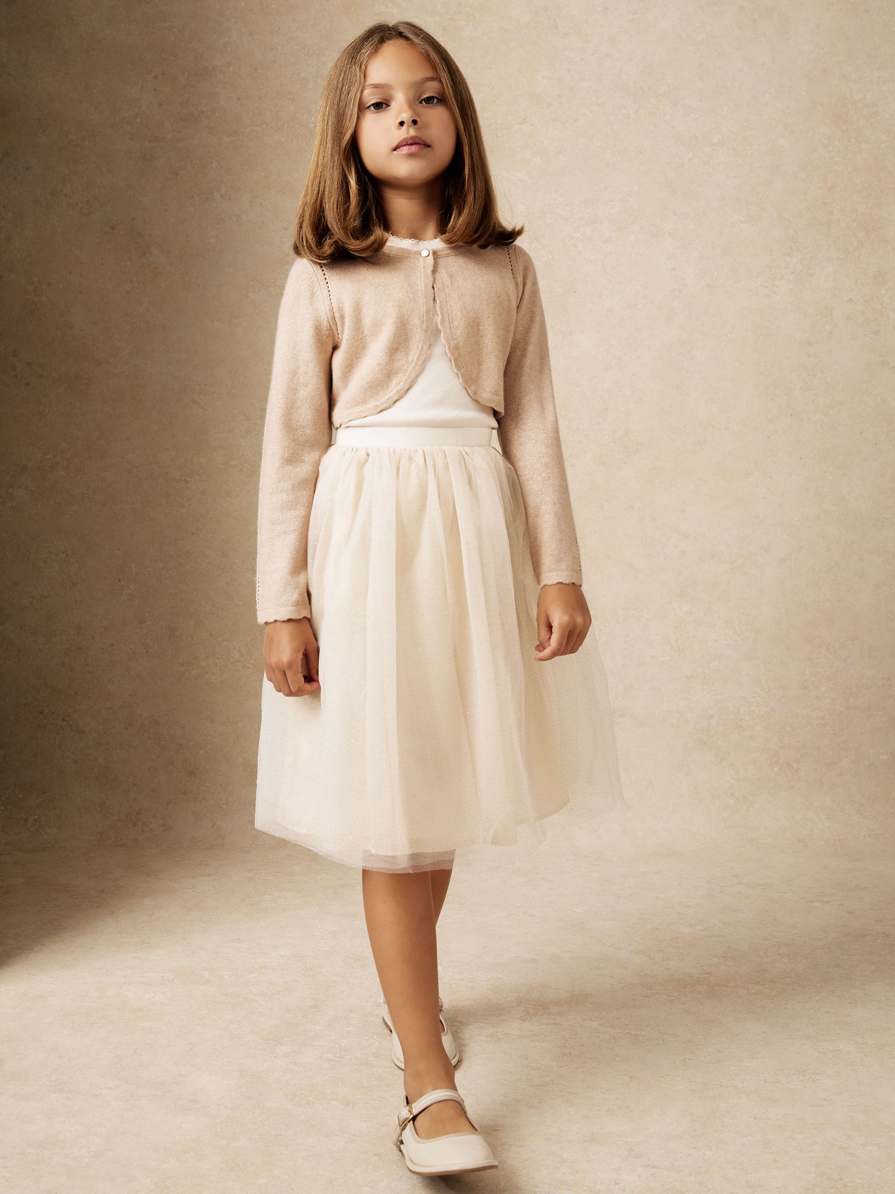3-9 yrs Knit-Bodice Tulle Dress in Neutral