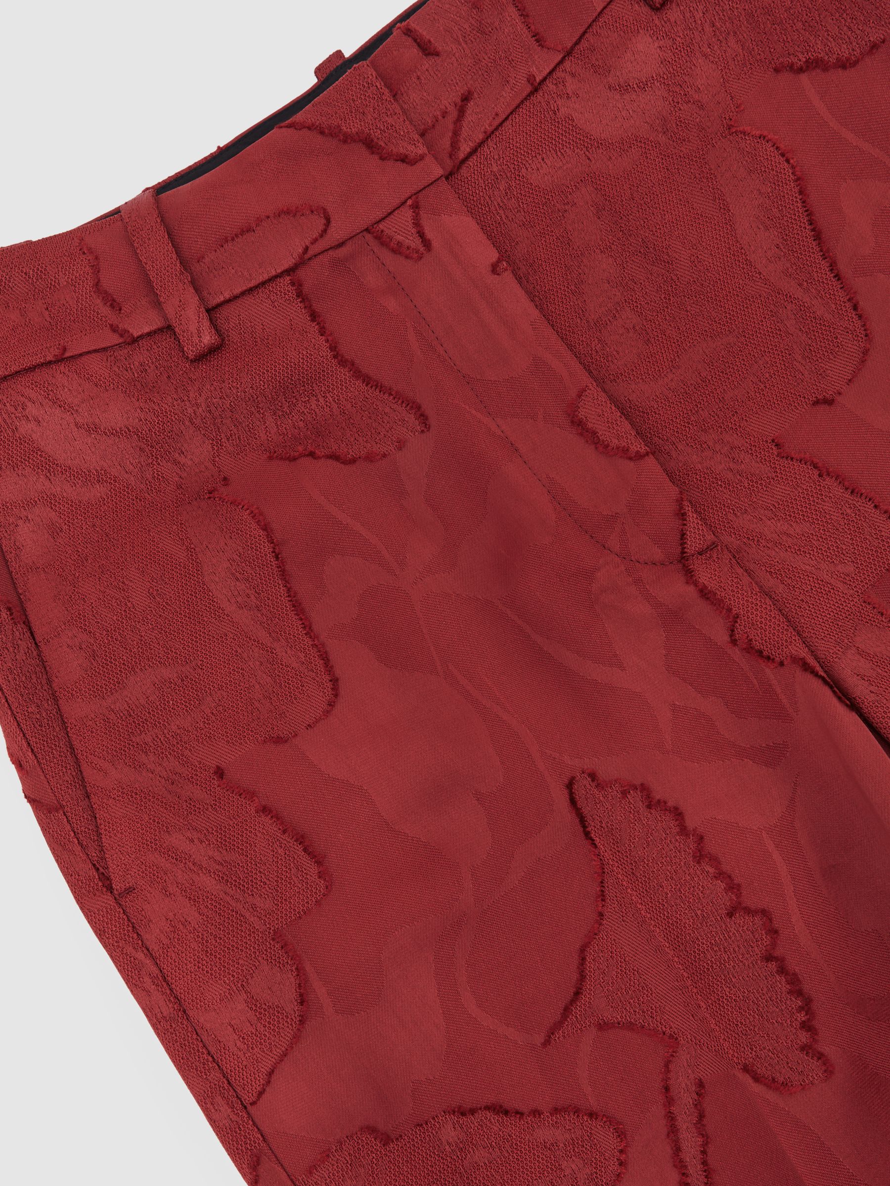 Atelier Jacquard Wide-Leg Trousers in Red