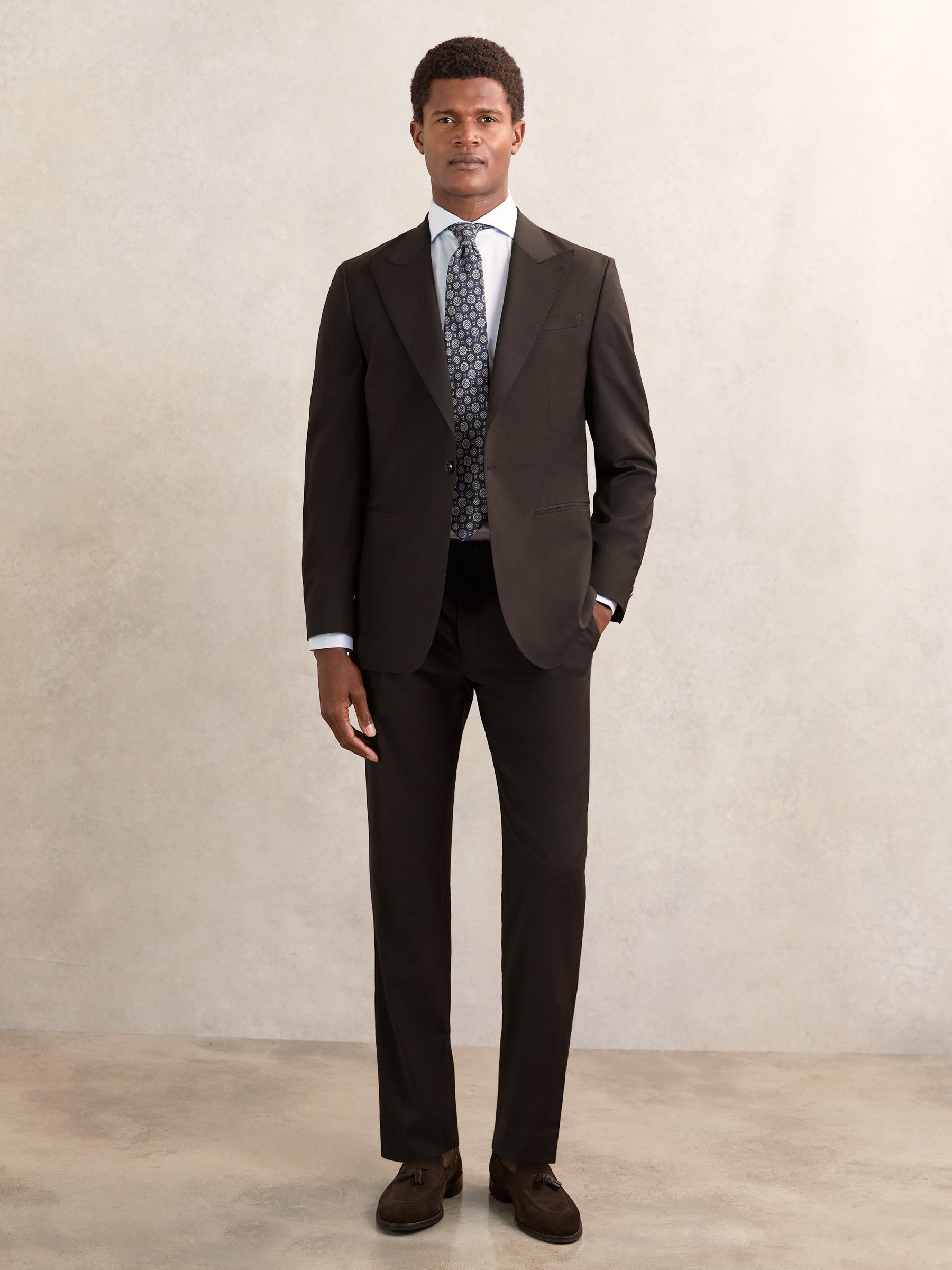 Regular-Fit Wool-Blend Suit Trousers in Chocolate Brown