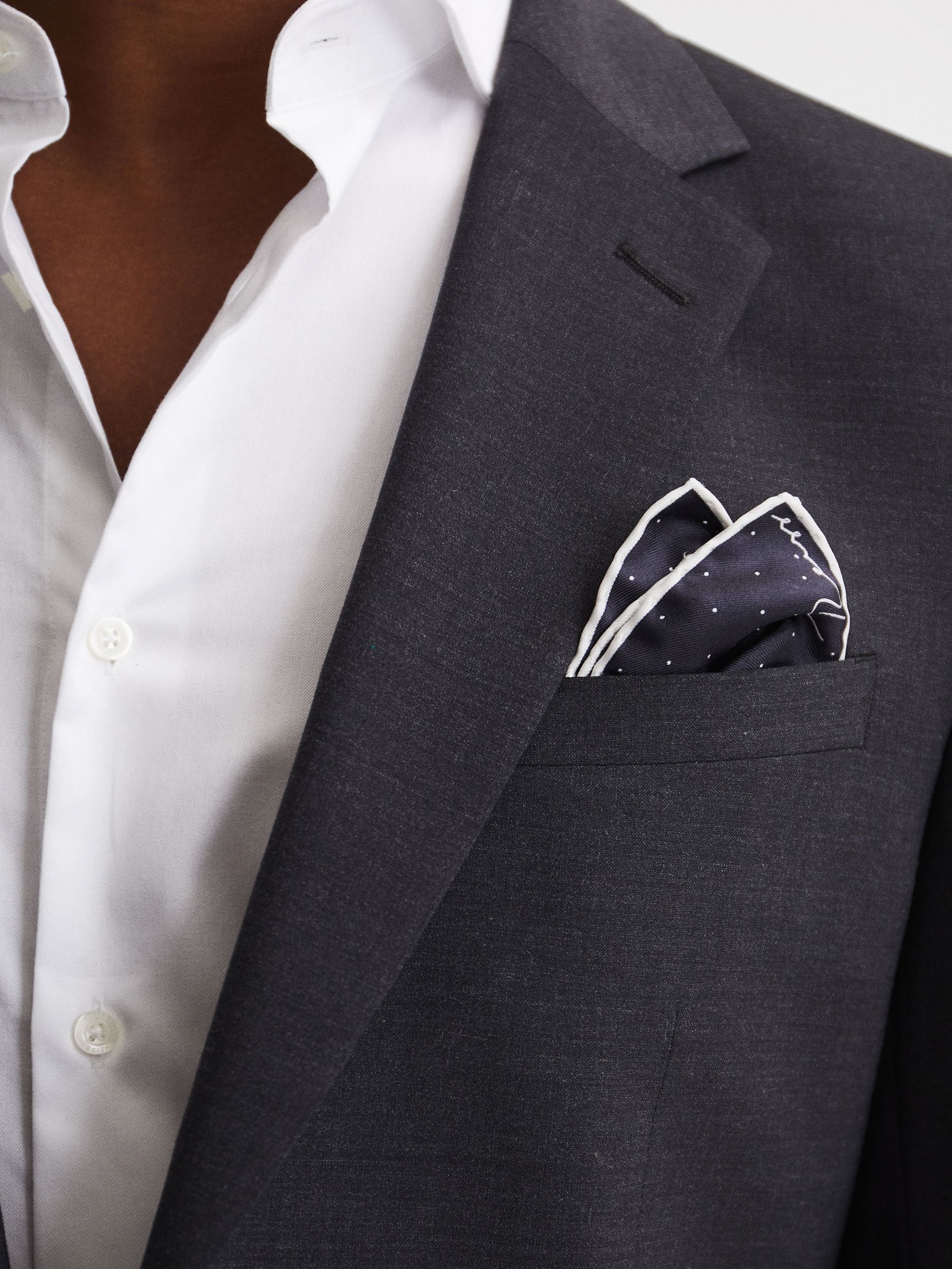 Polka Dot Silk Pocket Square in Navy