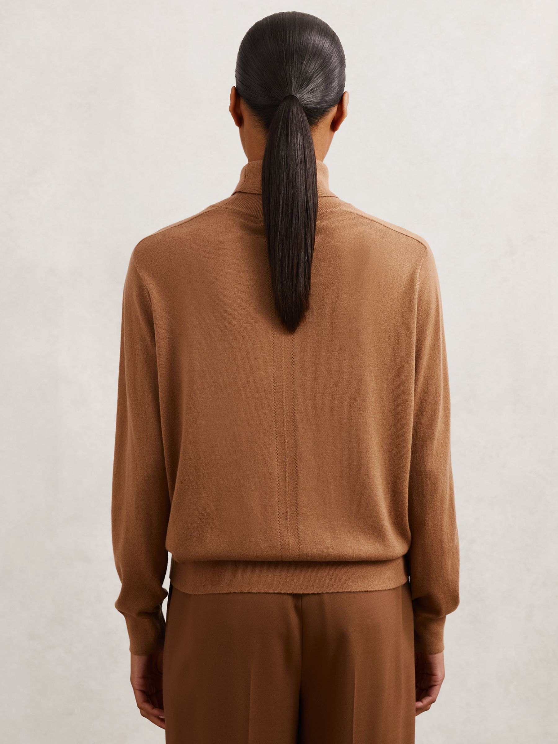 Wool Roll-Neck Jumper in Camel