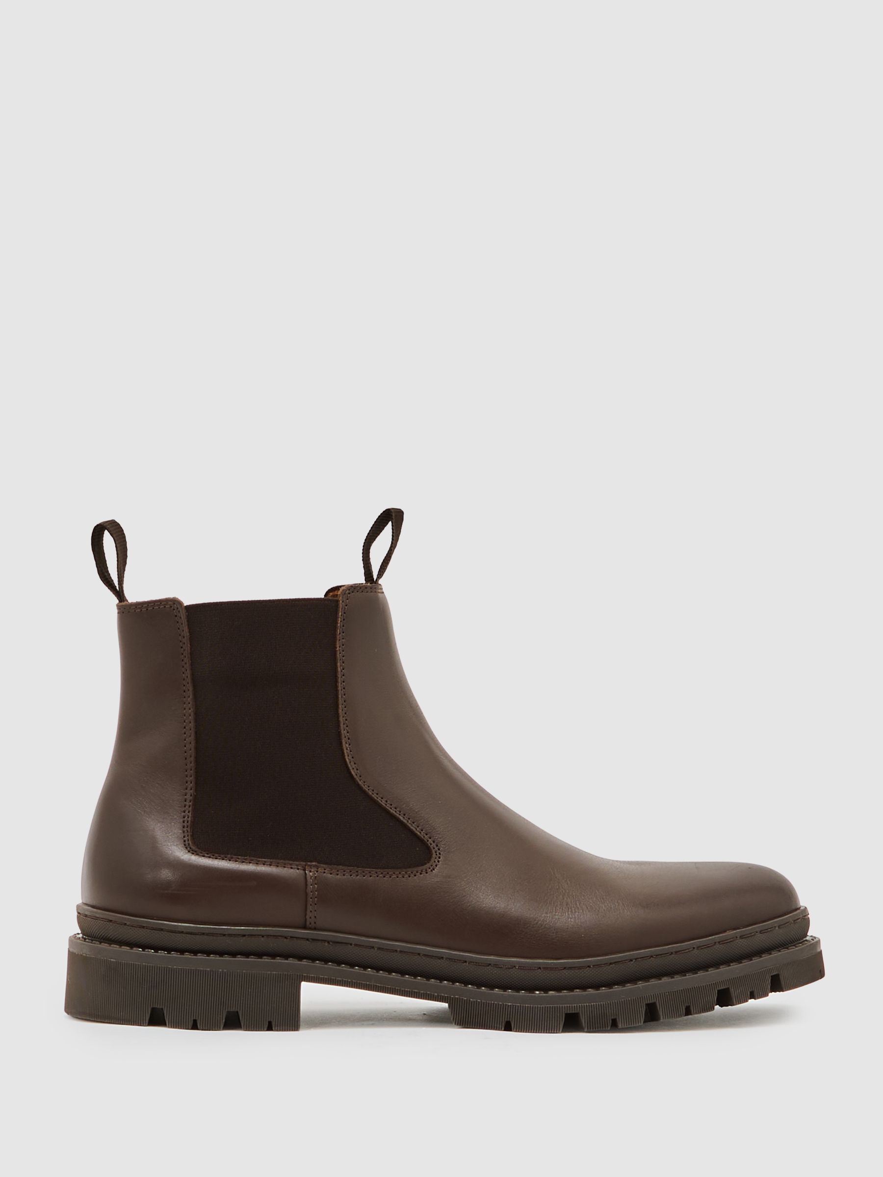 Leather Chelsea Boots in Dark Brown