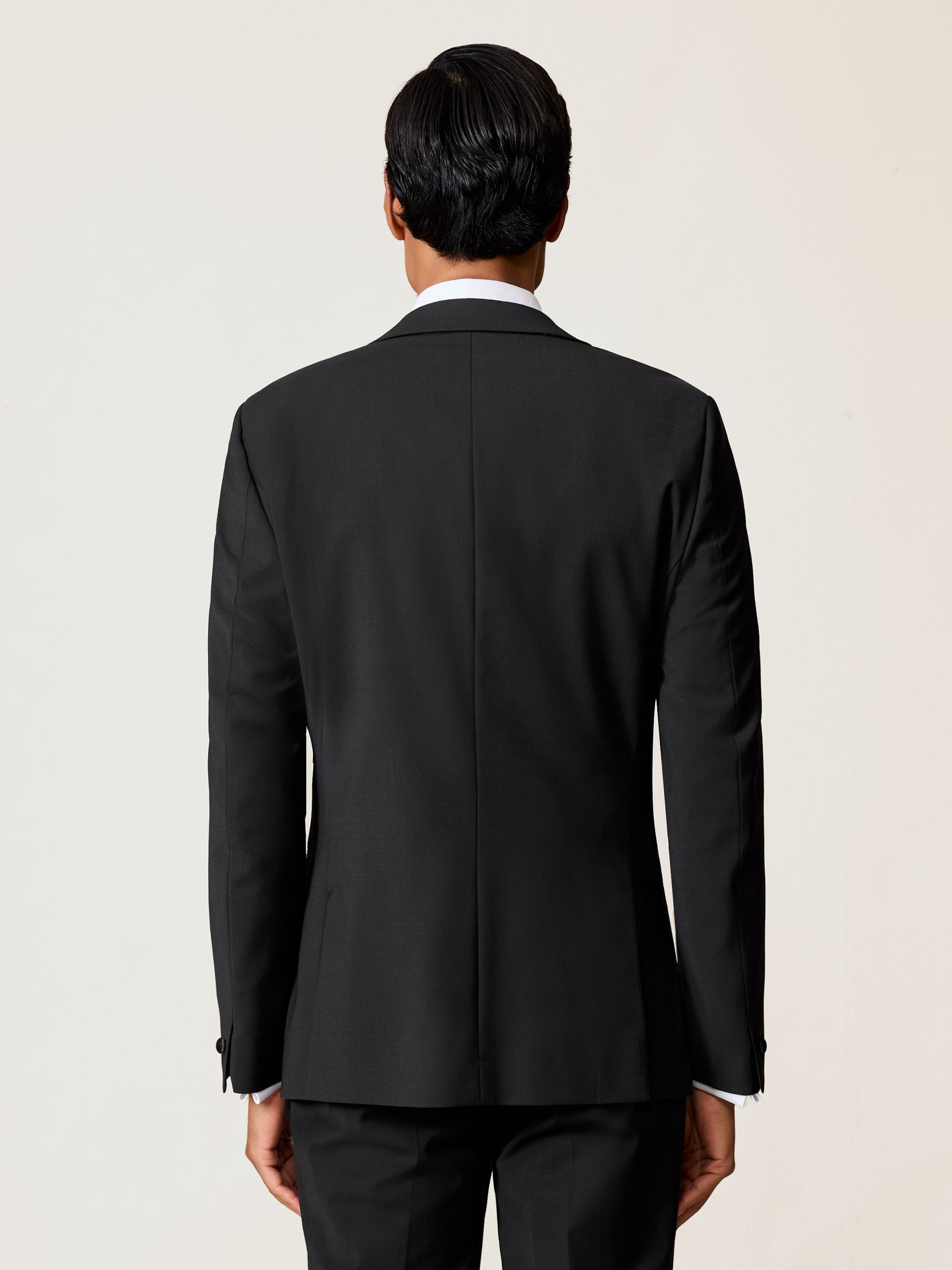 Regular Fit Single Breasted Tuxedo Jacket in Black