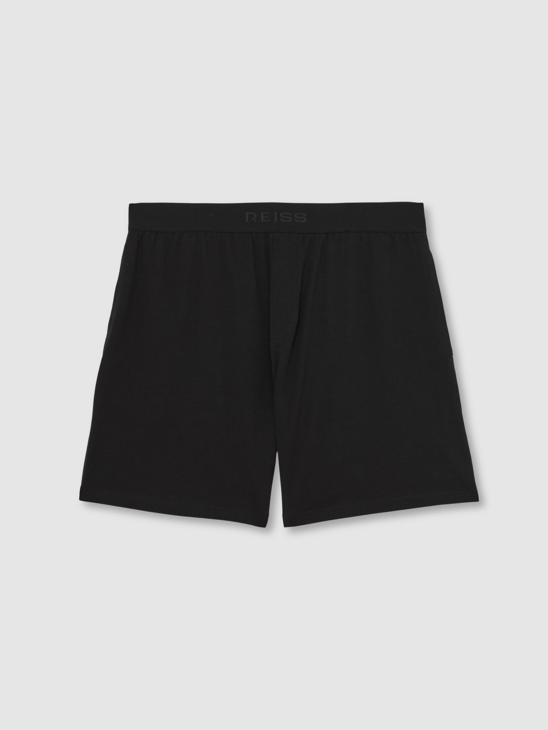 Cotton Jersey Logo-Waistband Shorts with Stretch in Black